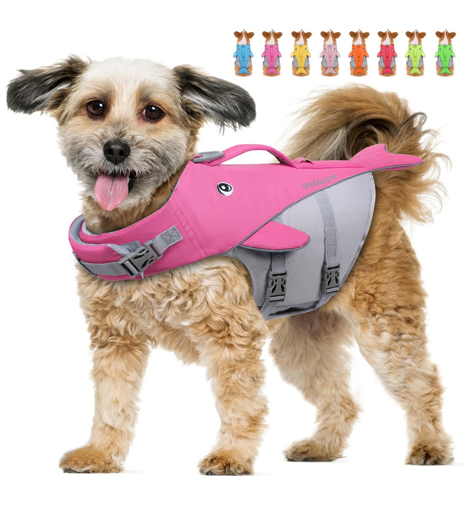 Vivaglory Dog Swimming Vest for Small & Medium Dogs - Adjustable Easy On/Off Pink (Ribcage Girth 48-58 cm) - Buy Online on GoSupps.com