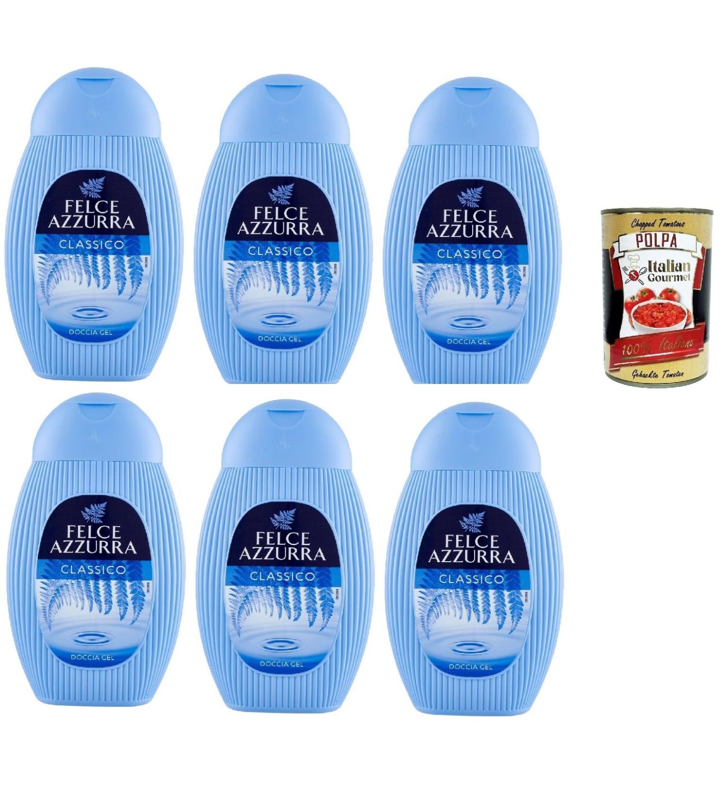  Italian Gourmet E.R. Felce Azzurra Docciagel Classico Refreshing Body Wash and Shampoo 6 x 250 ml + Italian Gourmet Polpa 400 g - Buy Online on GoSupps.com