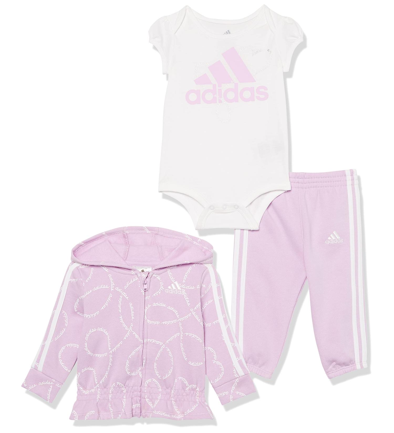 Adidas Girls 3-Piece Fleece Set 12 Months - Pulse Lilac | Cozy and Stylish - Buy Online on GoSupps.com