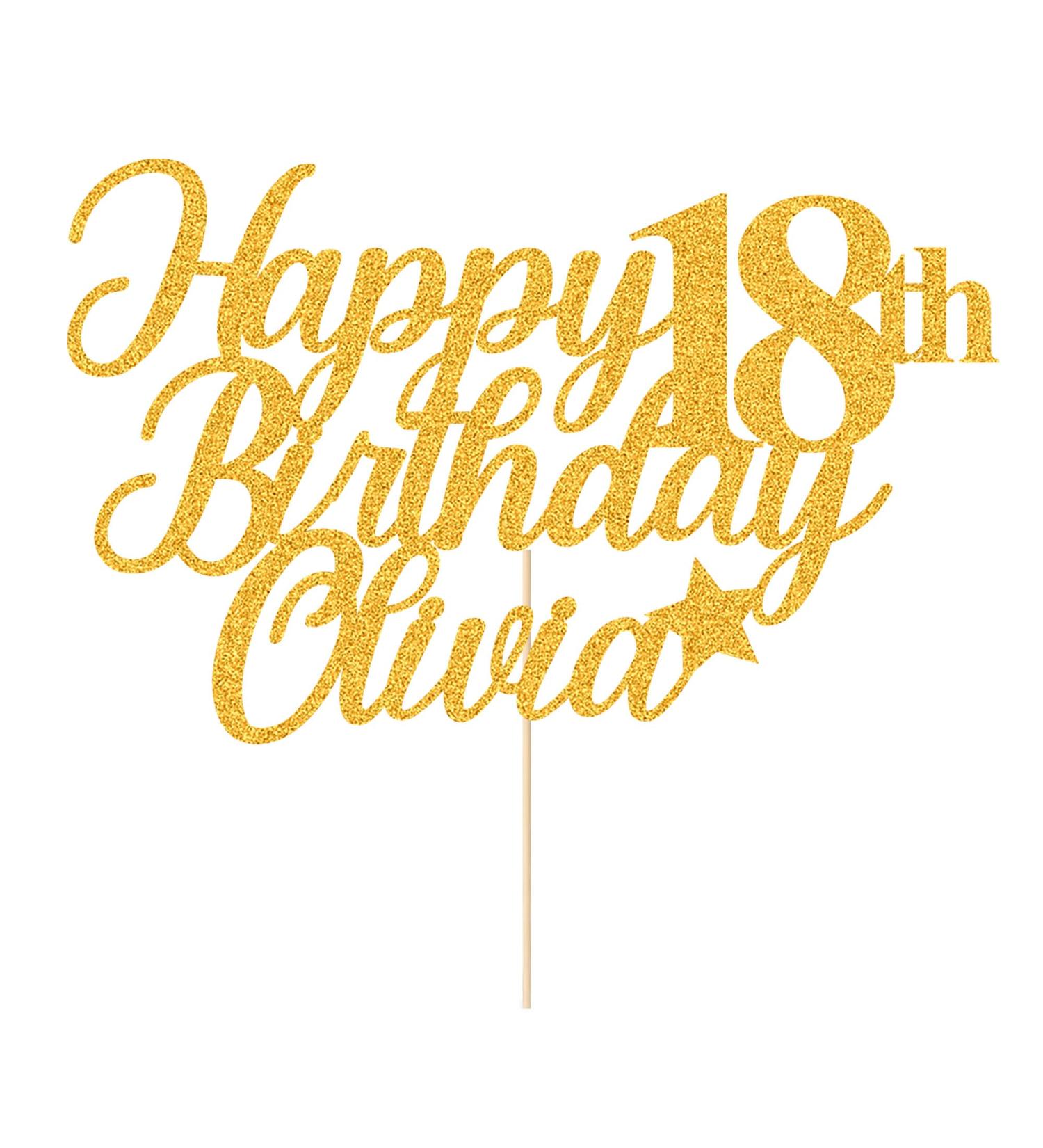 Happy Birthday Cake Topper Personalised Glitter Birthday Cake Toppers Gifts for Women Men with Any Name & Age for 10th 16th 18th 21st 30th 40th for Son Daughter Friends Cake Decorations(Gold) - Buy Online on GoSupps.com