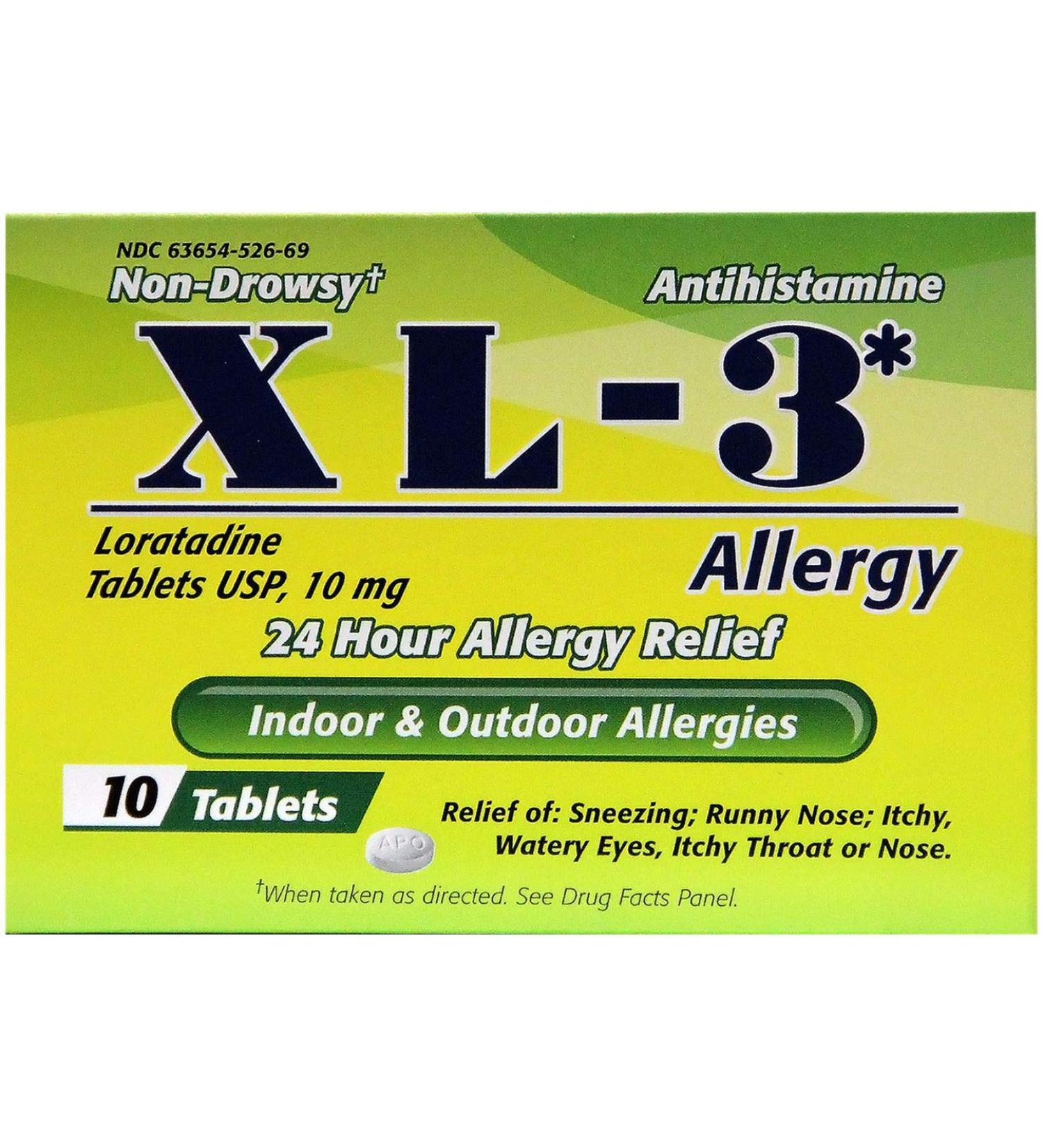 XL-3 Allergy Medicine | 24-Hour Non-Drowsy Relief from Seasonal Allergies | 10 Tablets - Buy Online on GoSupps.com