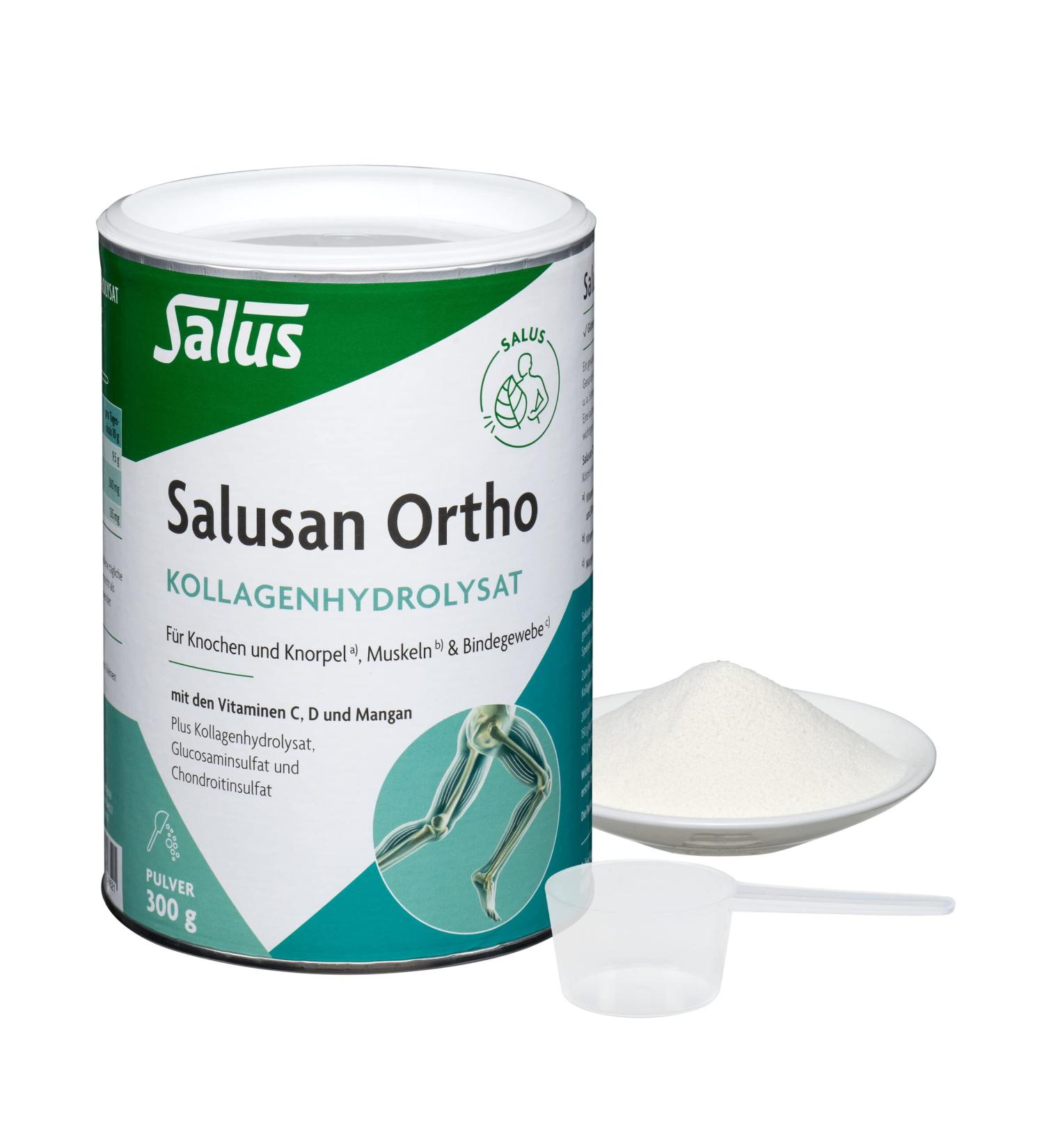 Salus - Poudre d'hydrolysat de collag ne Salusan Ortho - 1 bo te de 300 g - Avec vitamines C D et mangan se - Bien soluble et neutre au go t - Buy Online on GoSupps.com