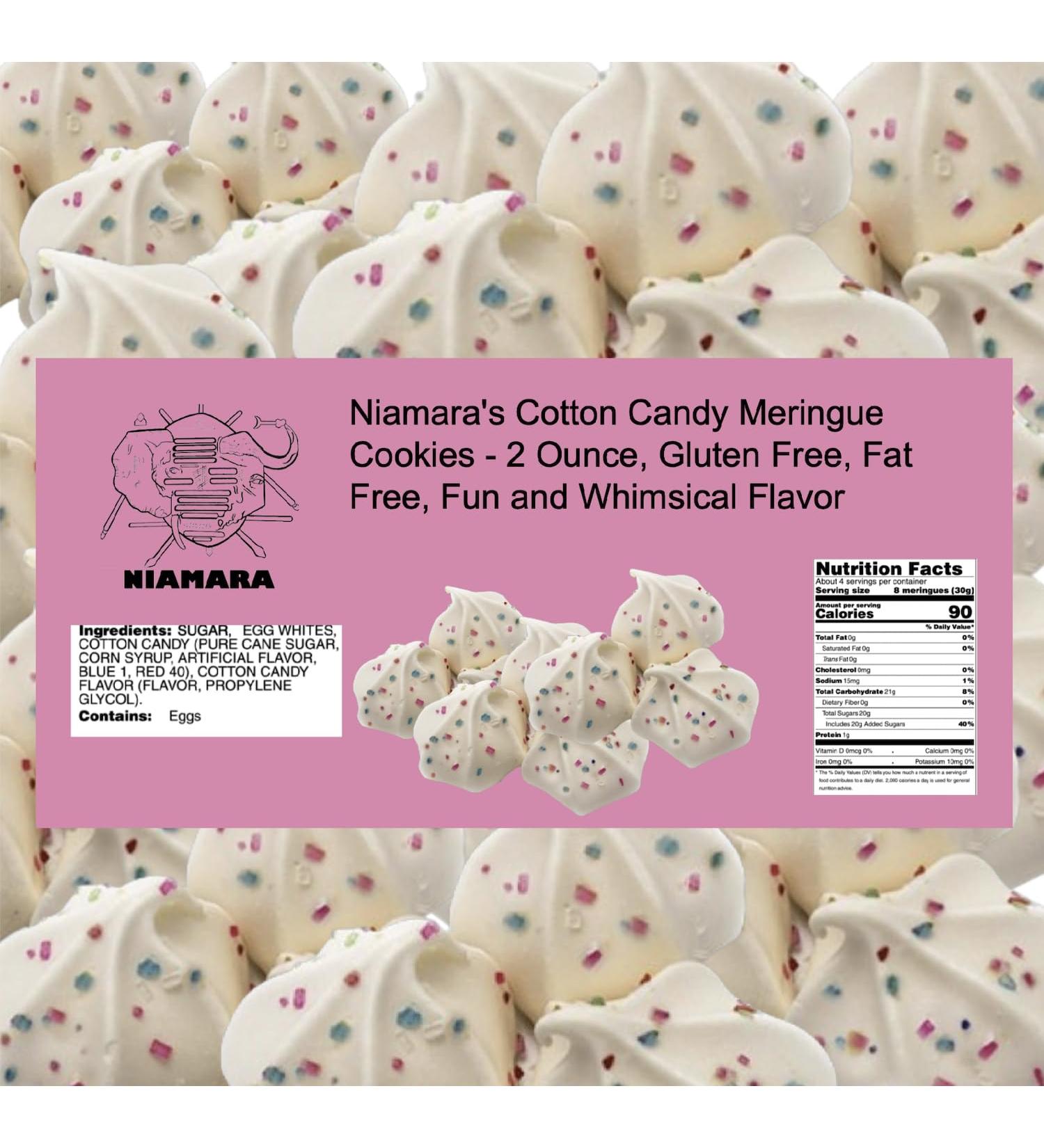 Niamara's Cotton Candy Meringue Cookies - 2oz Gluten-Free Fat-Free Low-Calorie Sweet Treat - Buy Online on GoSupps.com