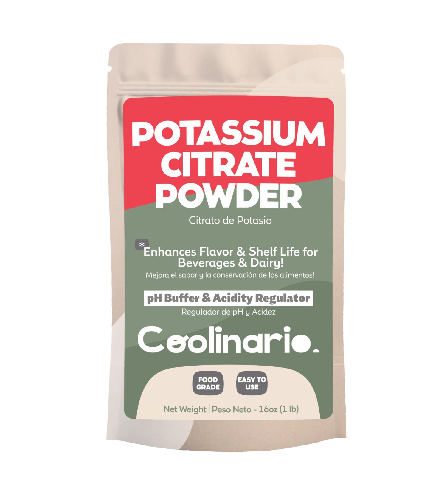 Coolinario Potassium Citrate Powder (1 LB) pH Buffer & Acidity Regulator for Beverages & Dairy | Enhances Flavor & Shelf Life | Perfect for Sports Drinks, Cheese & Jams | Food Grade - Buy Online on GoSupps.com