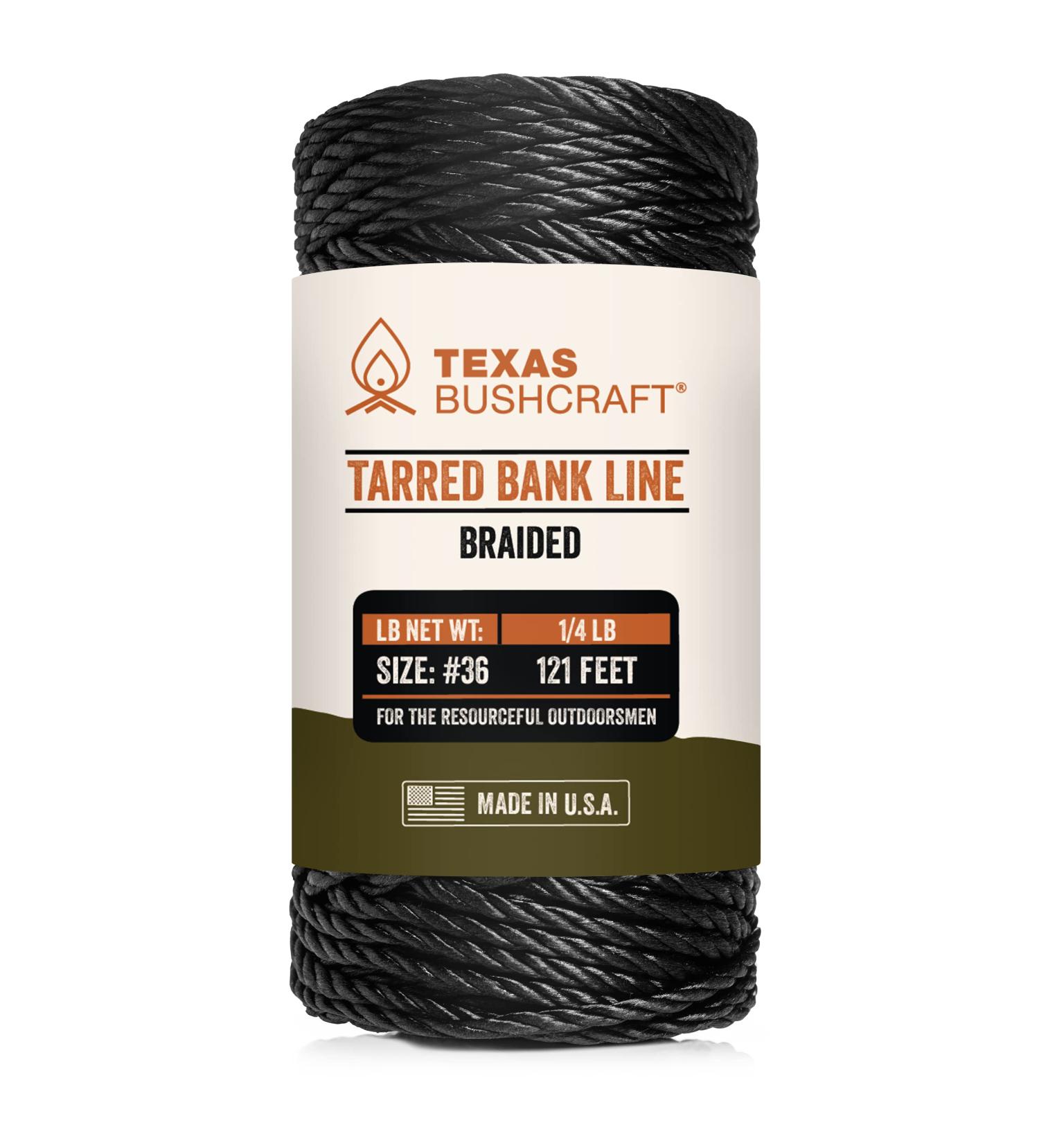 Texas Bushcraft Tarred Bank Line Twine #36 - Weather Resistant Black Nylon String for Fishing, Camping, and Survival - 1/4 lb (121 ft) Strong Braided Bankline Cordage - Buy Online on GoSupps.com
