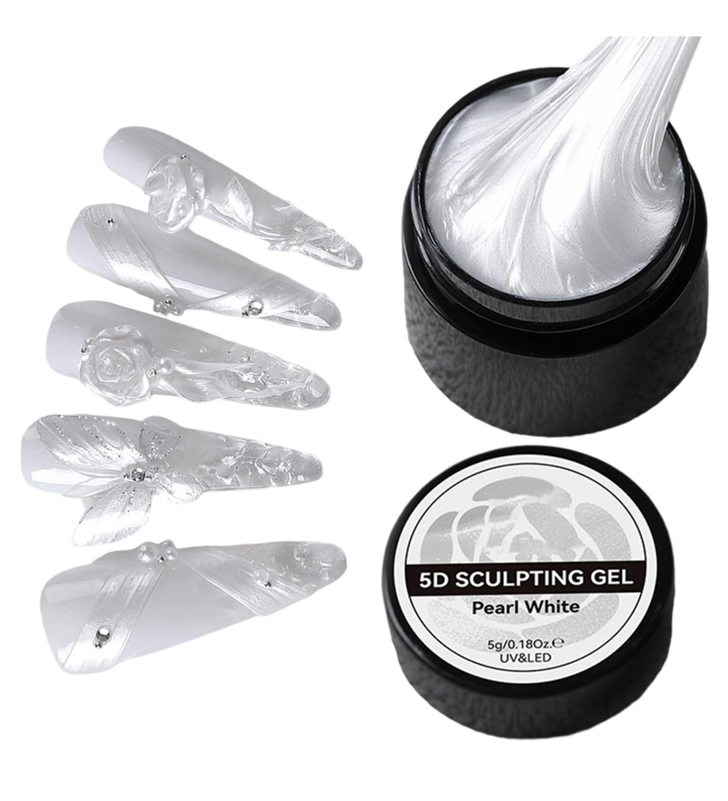  Weqizuerqi 3D Nail Sculpting Gel | Pearl White 3D Nail Sculpting Gel | Smooth Manicure Decoration Glue for Beauty Floral Charm Modeling and Design - Sculpting - Buy Online on GoSupps.com