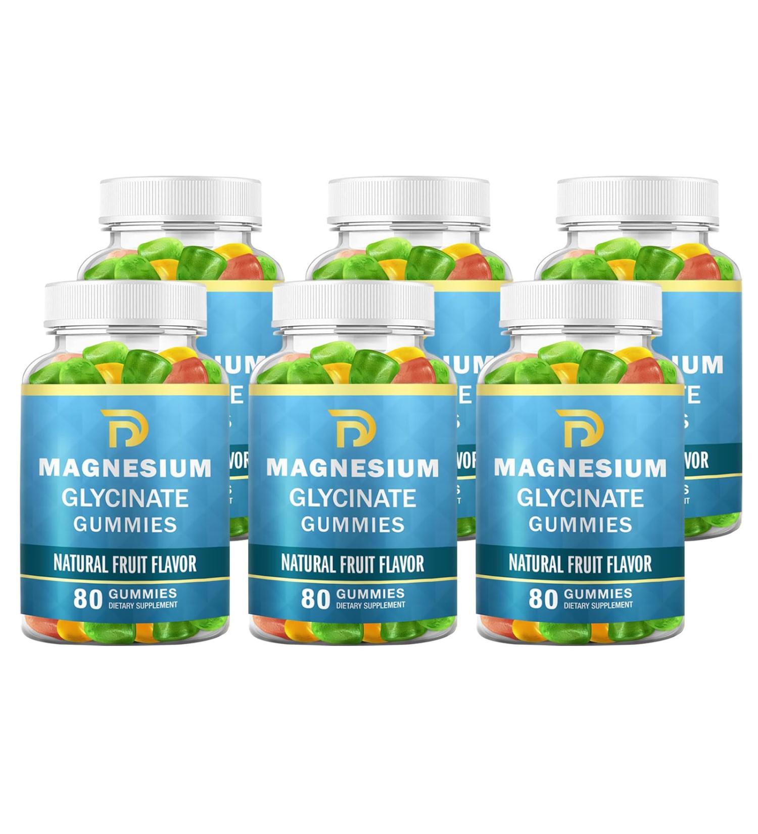 Magnesium Glycinate Gummies for Adults & Kids Calm Magnesium Gummies for Sleep Magnesium Malate chewable 400mg Stress & Muscle Relief Relaxation Sugar Free Magnesium Potassium Supplement 6 Pack