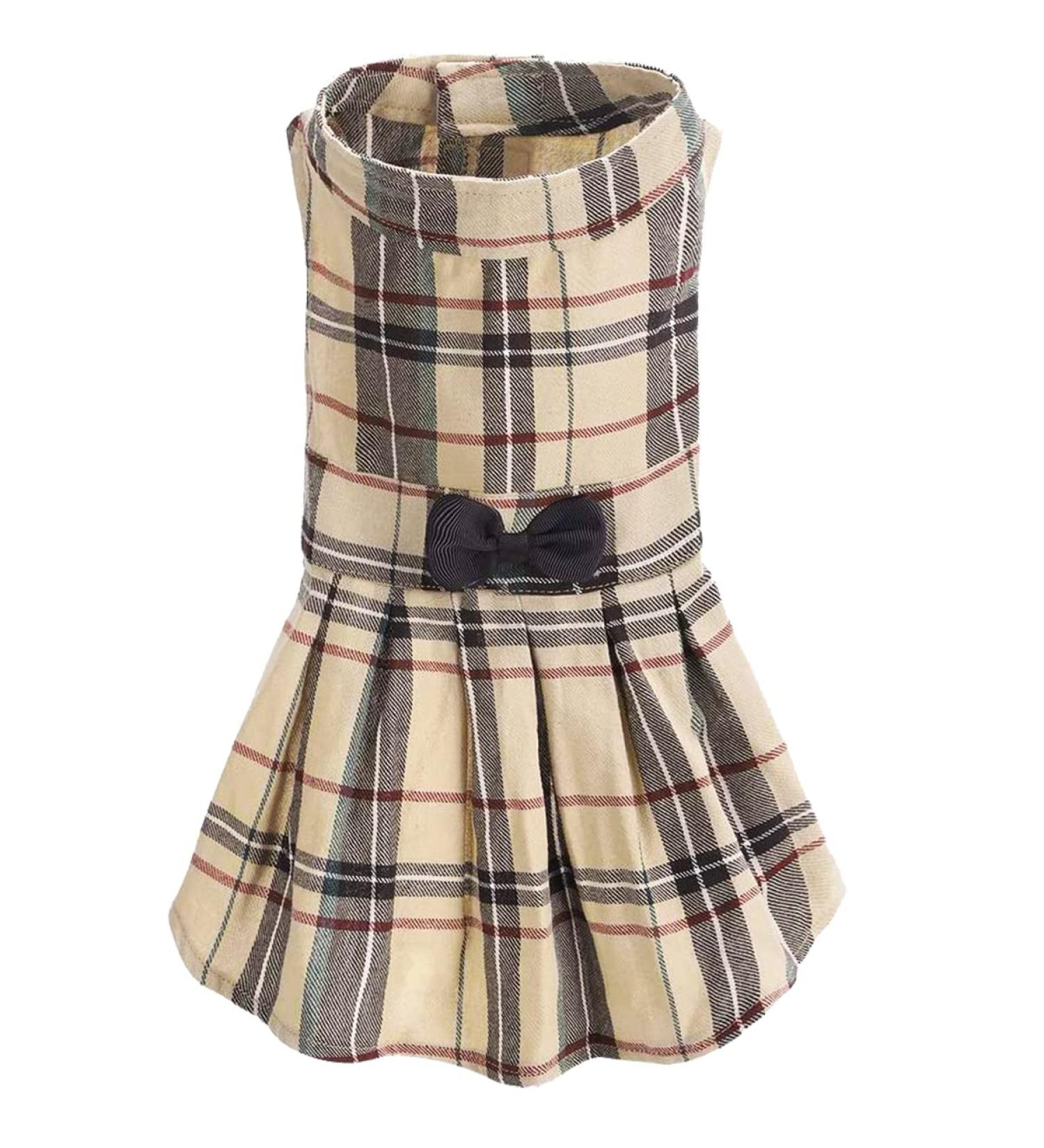 PUPTECK Classic Plaid Dog Dress for Medium Dogs - Cute Puppy Clothes Outfit - Buy Online on GoSupps.com