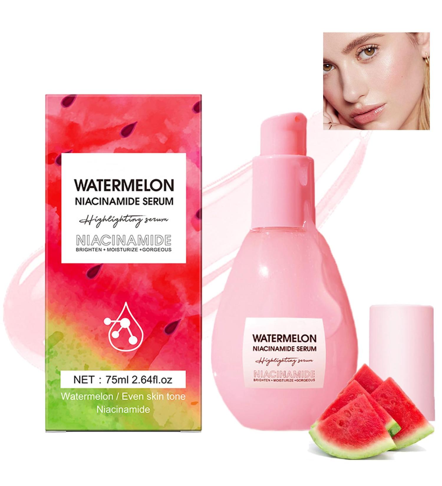 Watermelon Niacinamide Moisturizer - Hydrating Facial Serum with Hyaluronic Acid & Vitamin E | Brightening Glow Dew Drops (60ml) - Buy Online on GoSupps.com