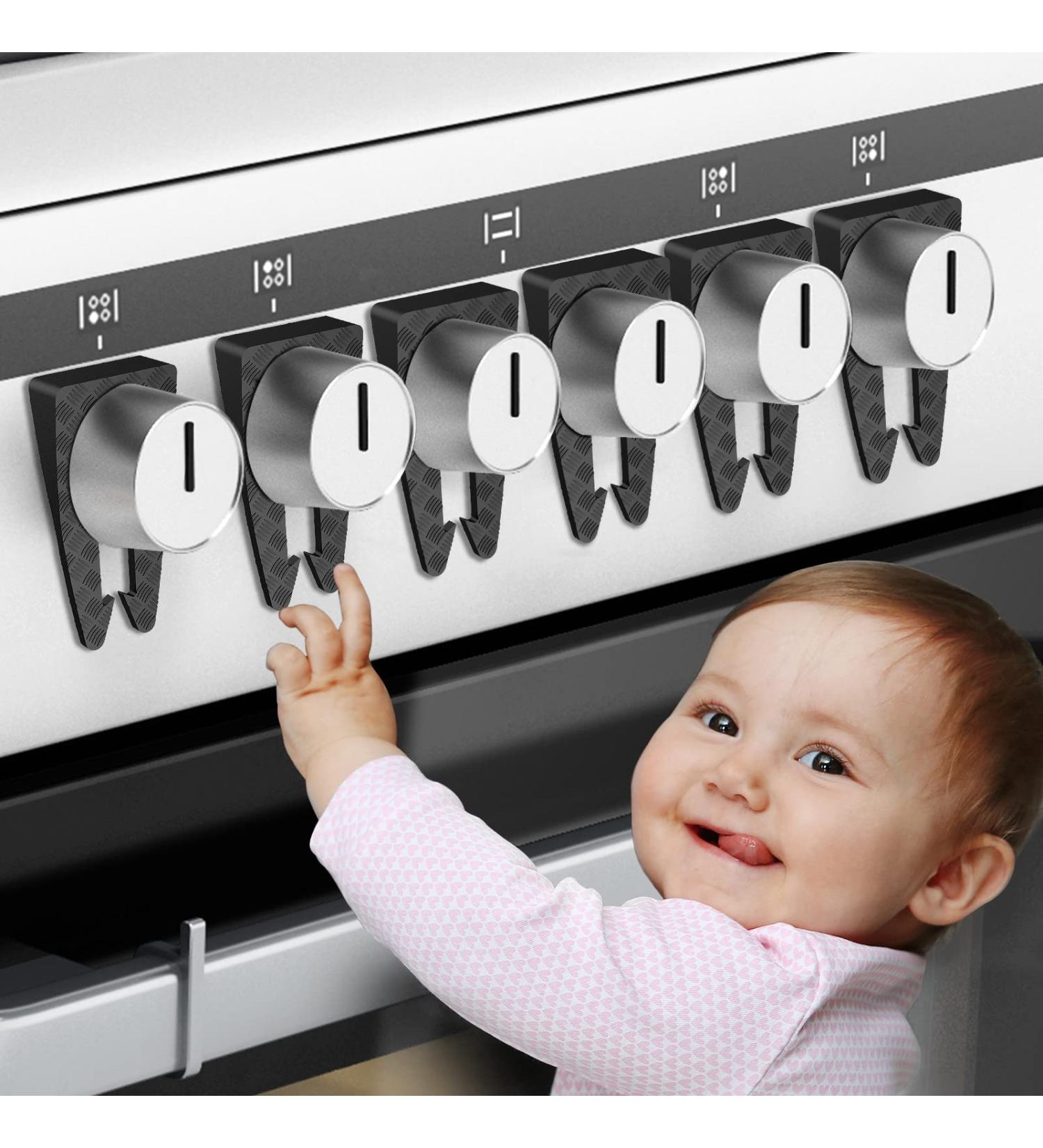 Gas Stove Knob Covers - Child Safety Locks for Gas Cooktop - Easy to Use & Heat Resistant - Pack of 6 (Black) - Buy Online on GoSupps.com