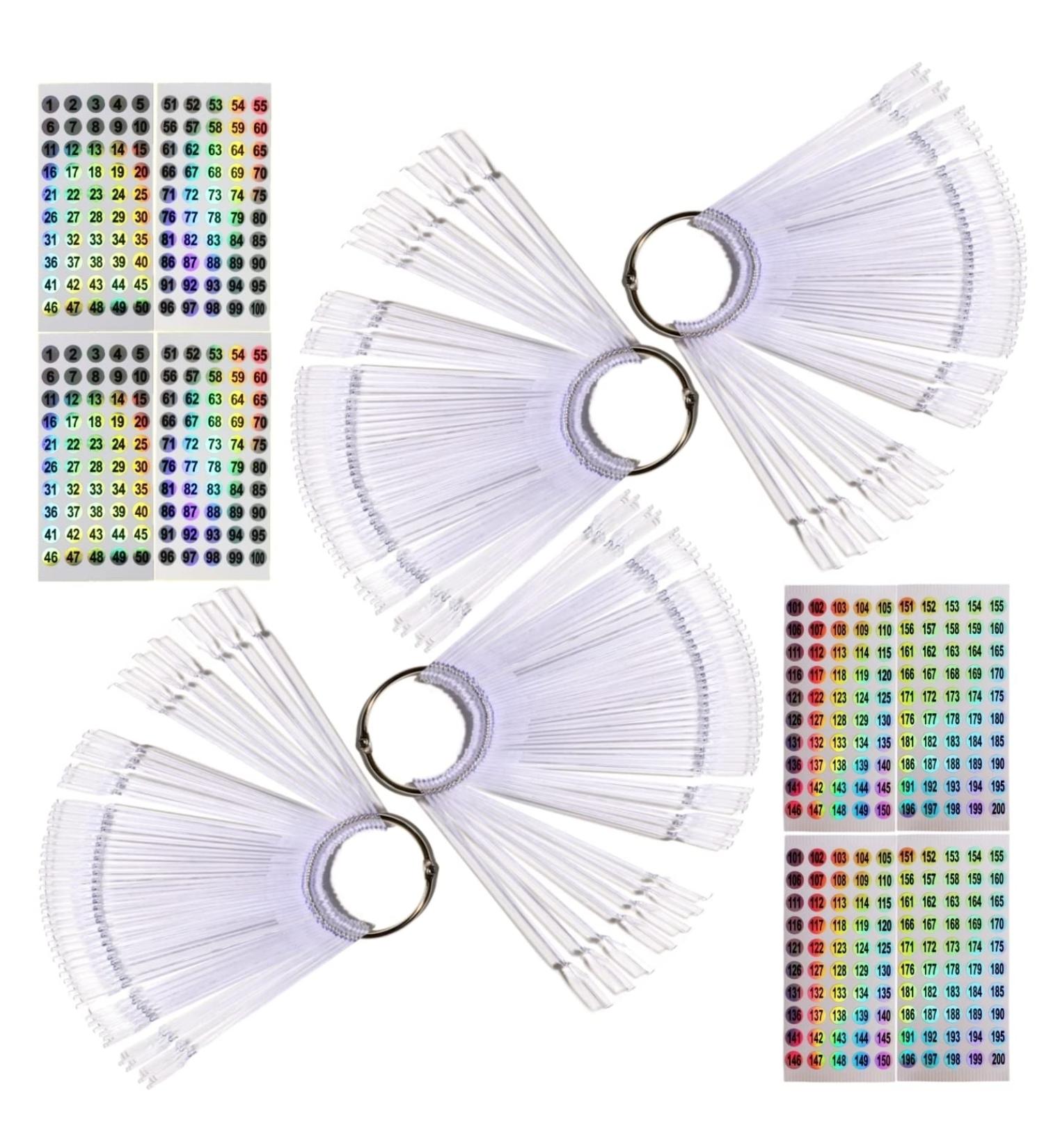 WOIRO 200-Piece Nail Display Set | Transparent Nail Tips with Ring & Number Stickers 1-200 | Perfect for Nail Art & Color Display - Buy Online on GoSupps.com