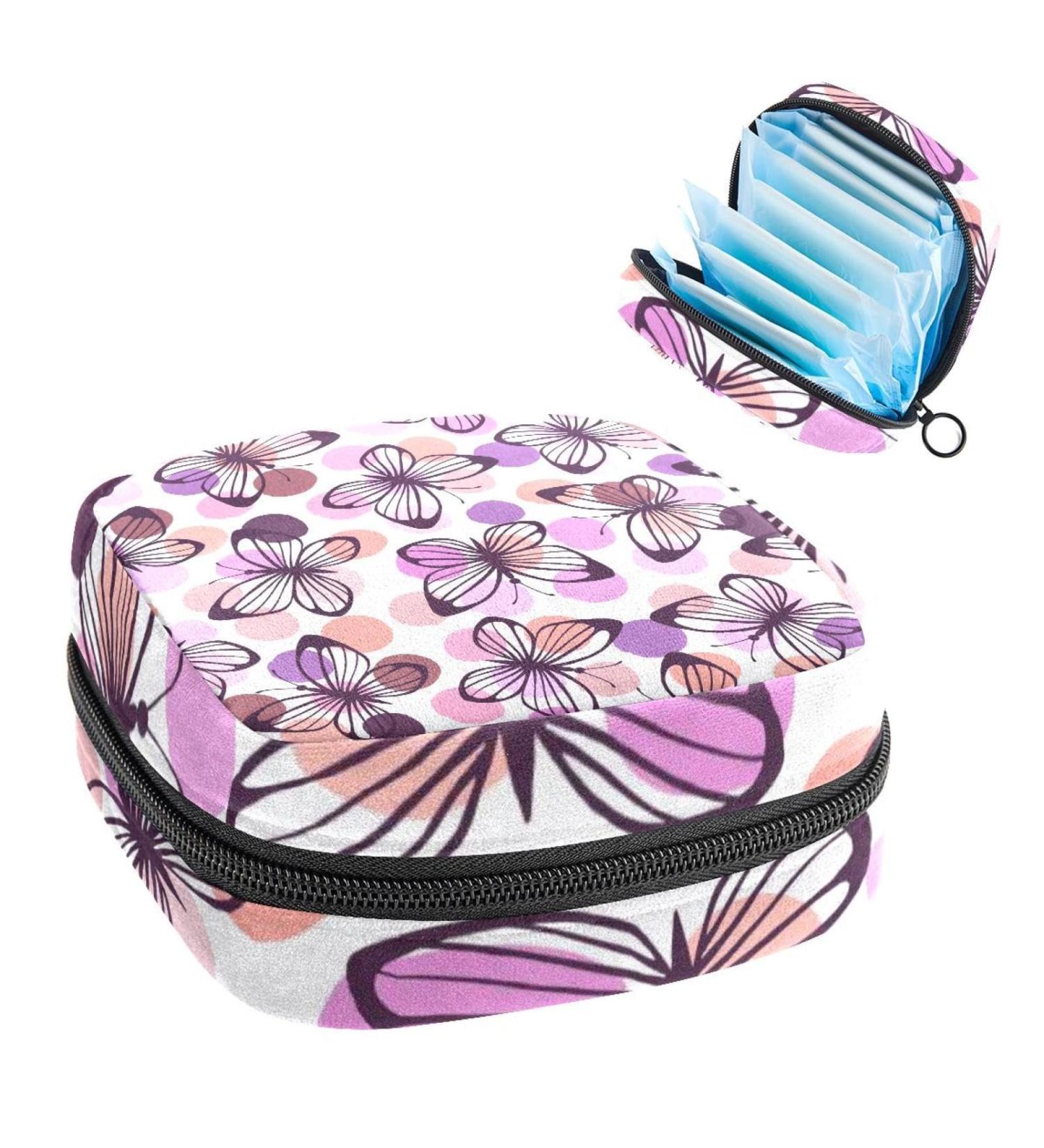 Multicolored Butterflies Polka Dot Women's Storage Pocket for Menstrual Cups & Tampons - Portable Period Bag for Teens & Women - Buy Online on GoSupps.com