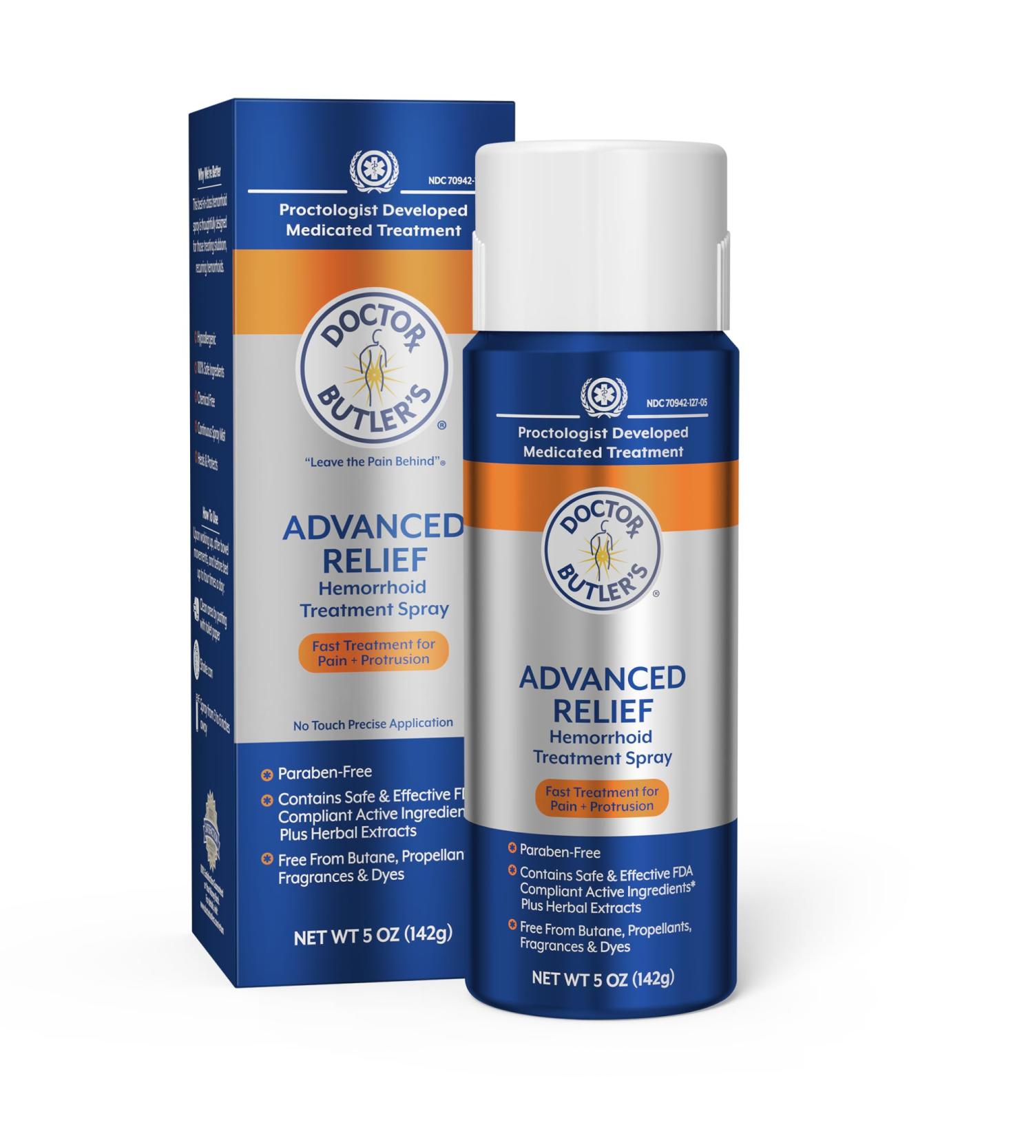 Doctor Butler's Advanced Relief Hemorrhoid Spray Advanced Relief Hemorrhoid Treatment Spray with Witch Hazel to Help with Sensitive Skin Itch Relief and Swelling Relief* (5oz) Advanced Hemorrhoid Spray 1pk - Buy Online on GoSupps.com