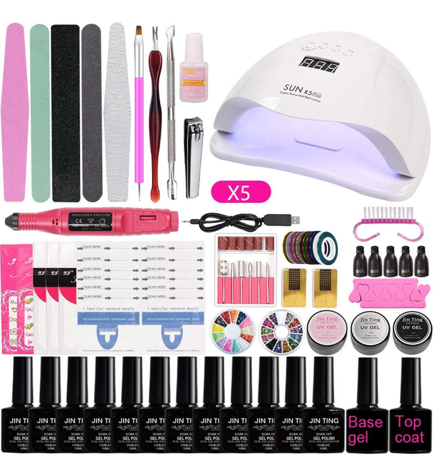 Icyber Gel Nail Polish Kit with UV Lamp - 10PCS Nail Gel Set for Manicure (White) - Buy Online on GoSupps.com