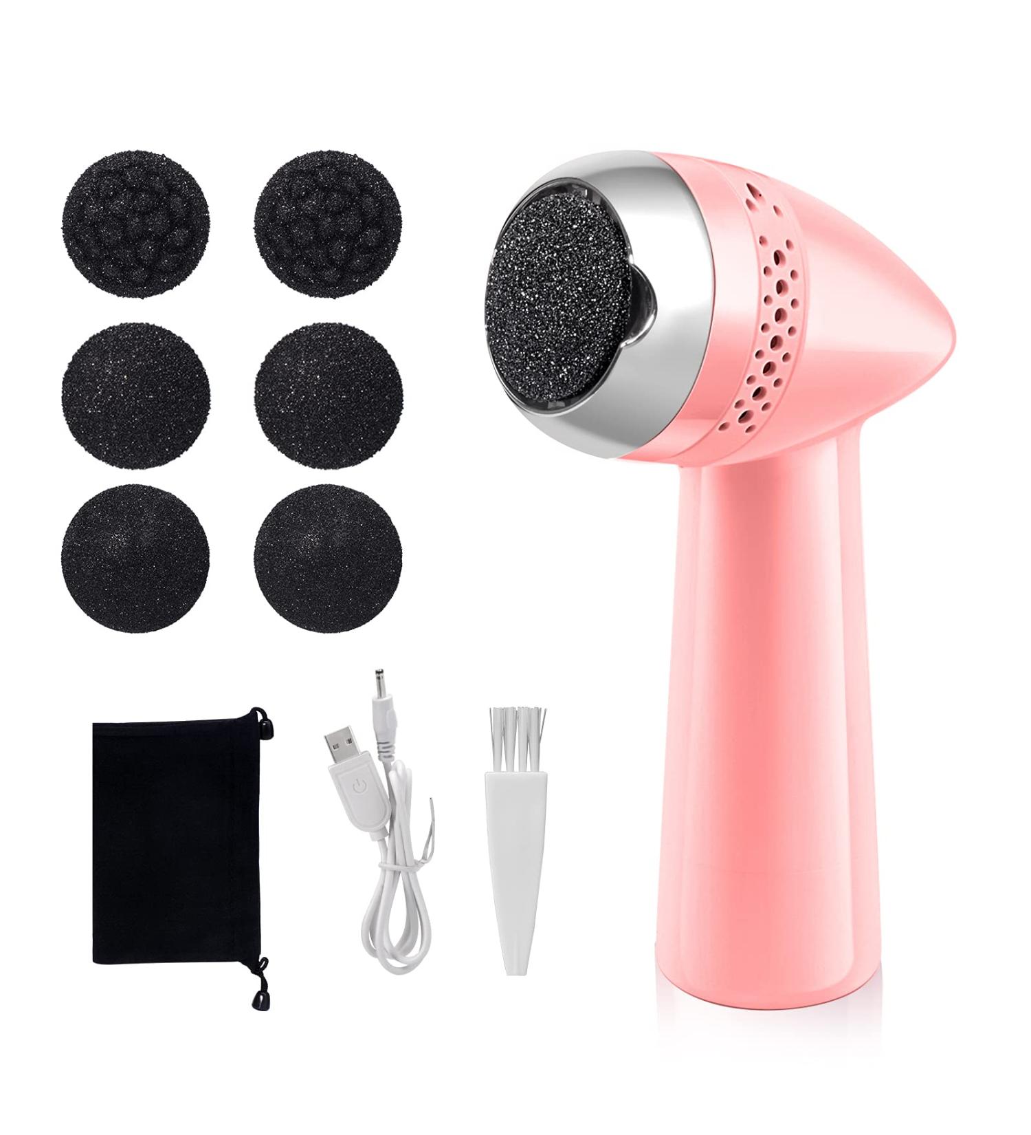 Electric Callus Remover - Lermende Foot File USB Rechargeable Pedicure Tool | 6 Grinding Heads | Professional Foot Care Sander for Cracked Heels & Hard Skin - Pink - Buy Online on GoSupps.com