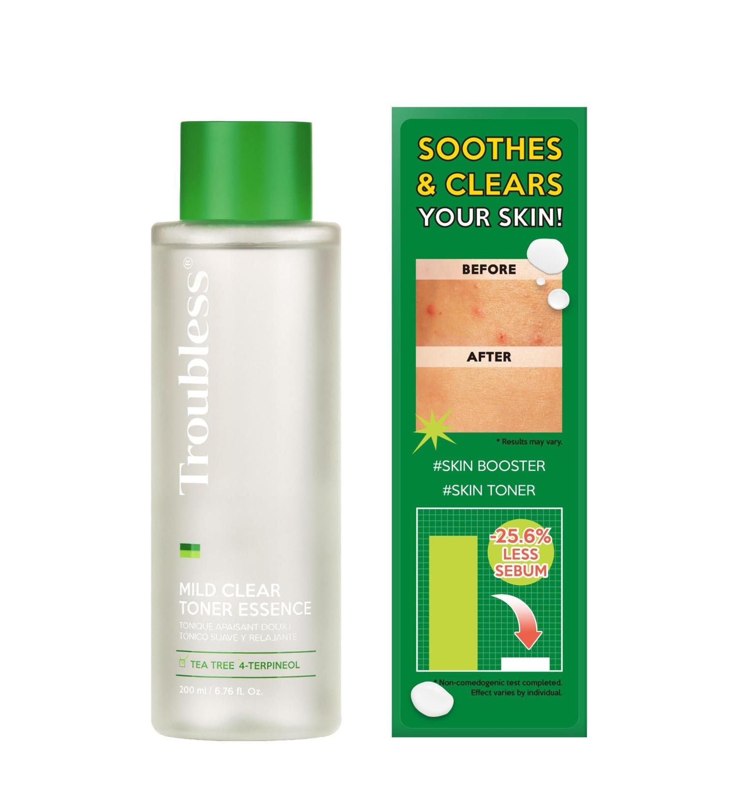 Troubless Mild Clear Toner Essence - Hydrating & Soothing Tea Tree Facial Toner for All Skin Types | Moisturizing Daily Skin Care (6.76 fl oz - Buy Online on GoSupps.com