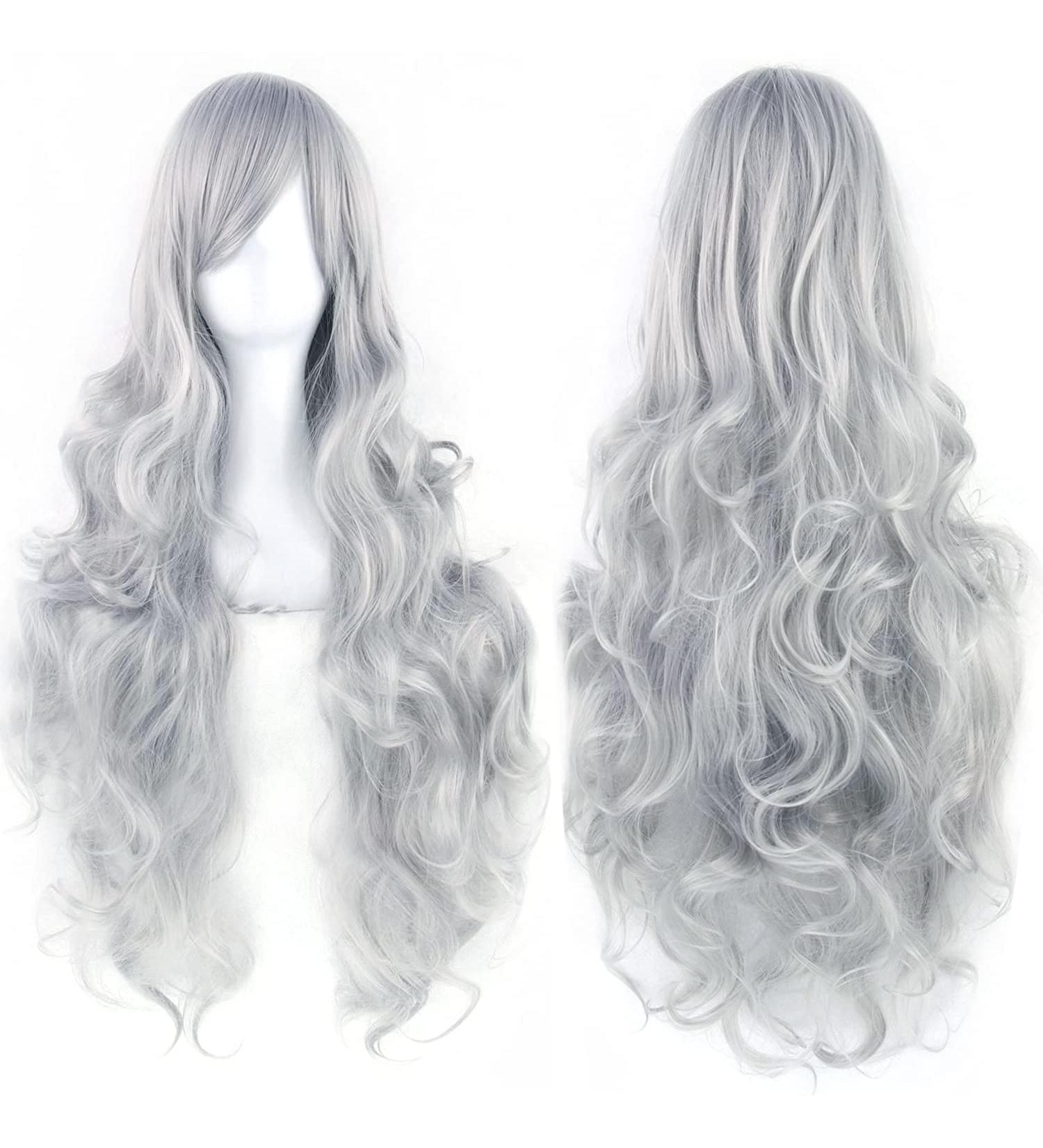 ColorfulPanda Long Silver Curly Wig - Anime Cosplay Costume Party Synthetic Hair for Women - Buy Online on GoSupps.com