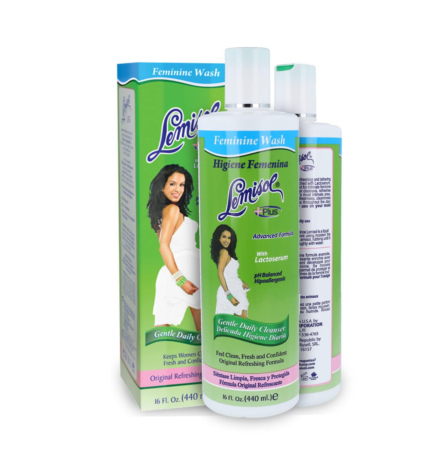 Lemisol Feminine Wash 16 Fl Oz - Gentle Daily Cleanser with Lactoserum | pH Balanced, Hypoallergenic, Keeps Women Clean & Fresh - Pack of 2 - Buy Online on GoSupps.com