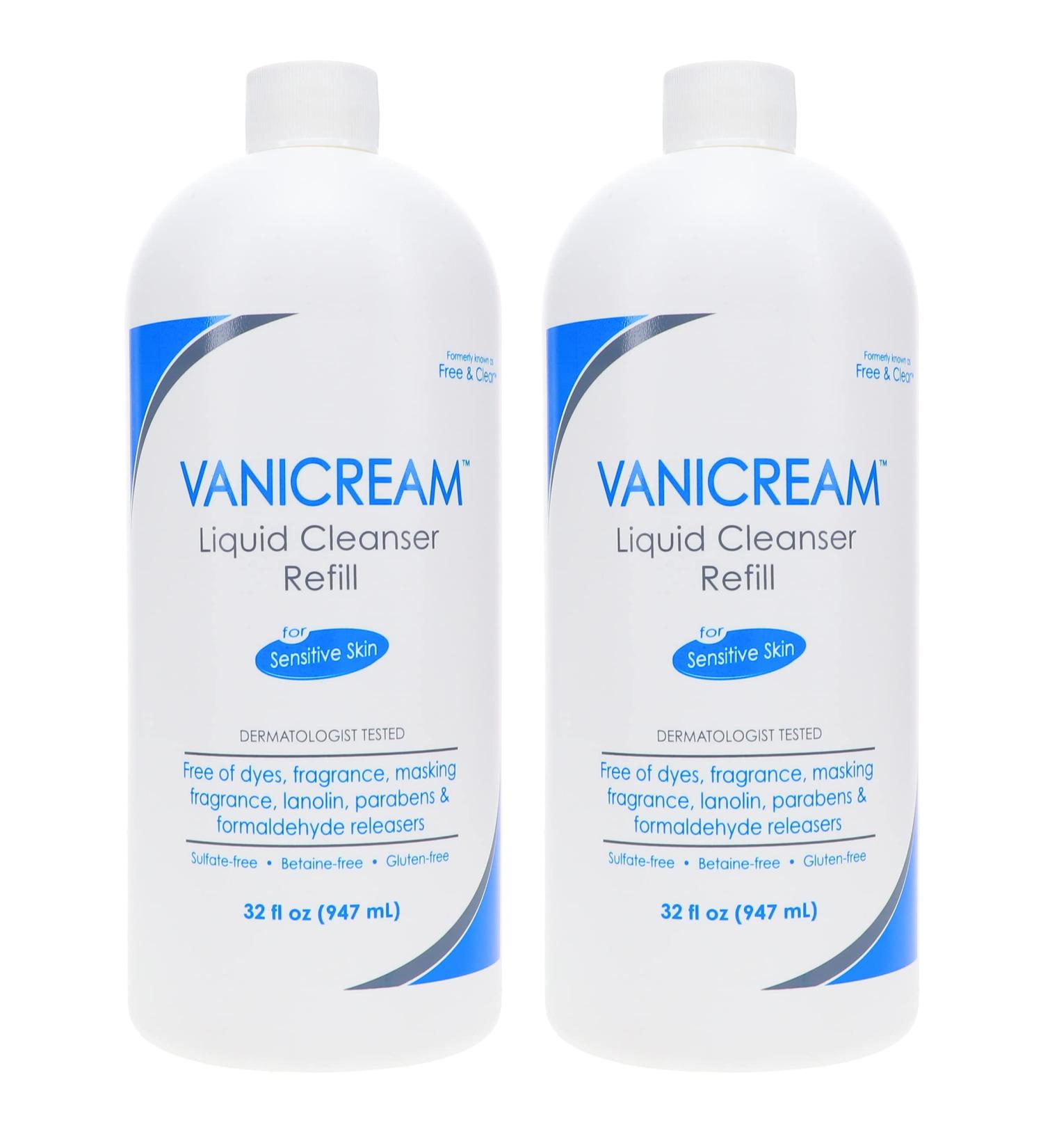 Vanicream Free & Clear Liquid Cleanser Refill 32 oz (Pack of 2) - Gentle Fragrance-Free Formula - Buy Online on GoSupps.com
