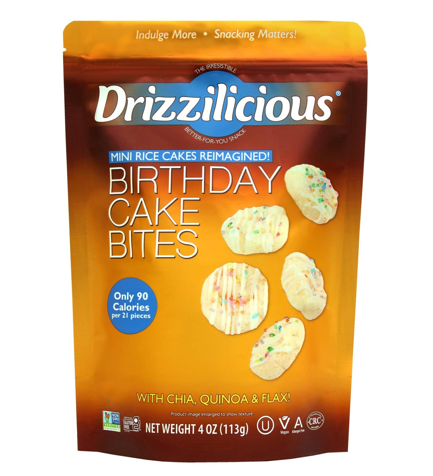 Drizzilicious Birthday Cake Rice Snacks - Gluten Free & Vegan 4oz Mini Cupcakes (6 Pack) - Buy Online on GoSupps.com