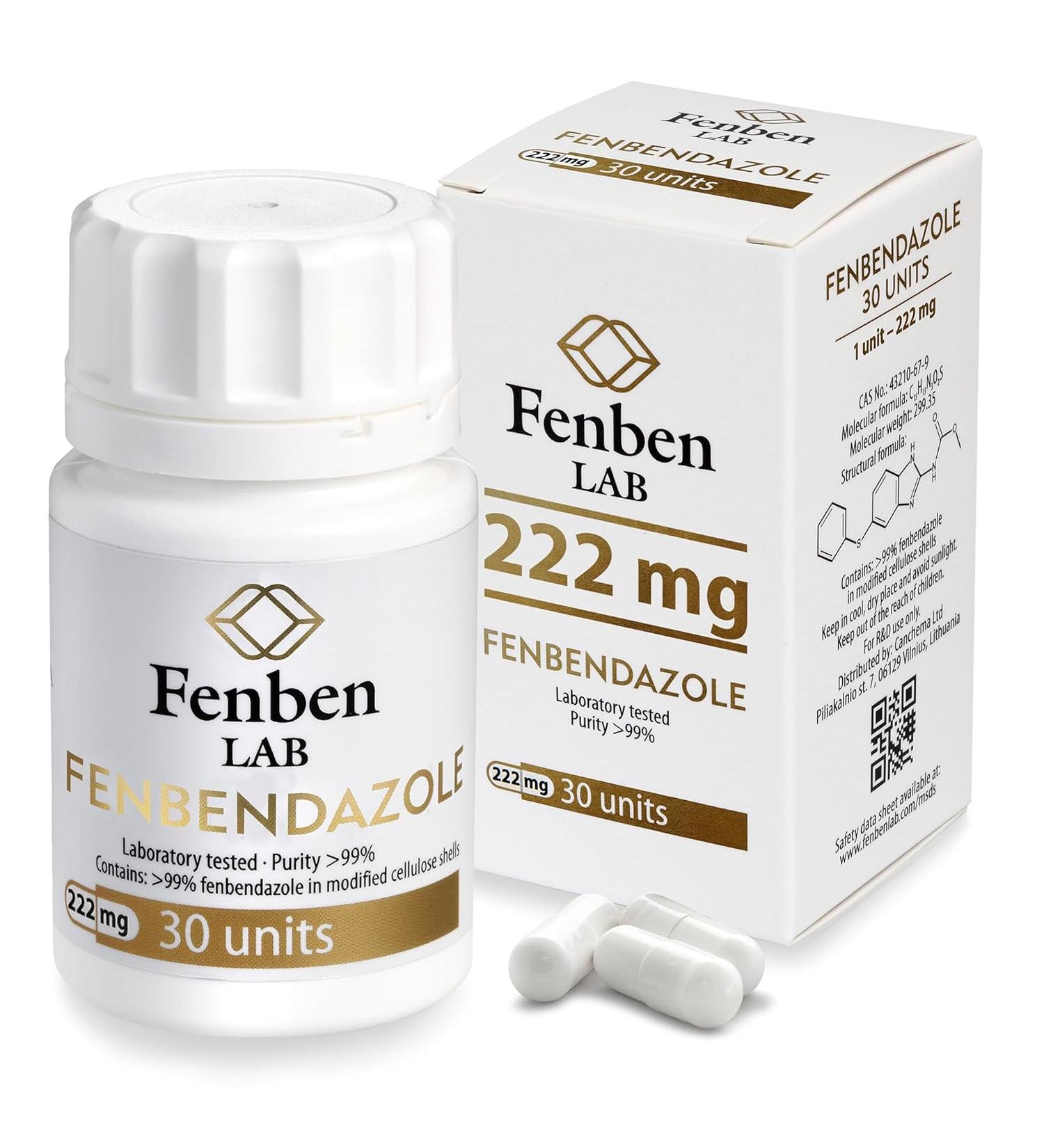 Fenbendazole 222mg, Purity >99%, by Fenben Lab, Continuously Tested, Certificate of Analysis (Quality Protocol) Included, 30 capsules - Buy Online on GoSupps.com