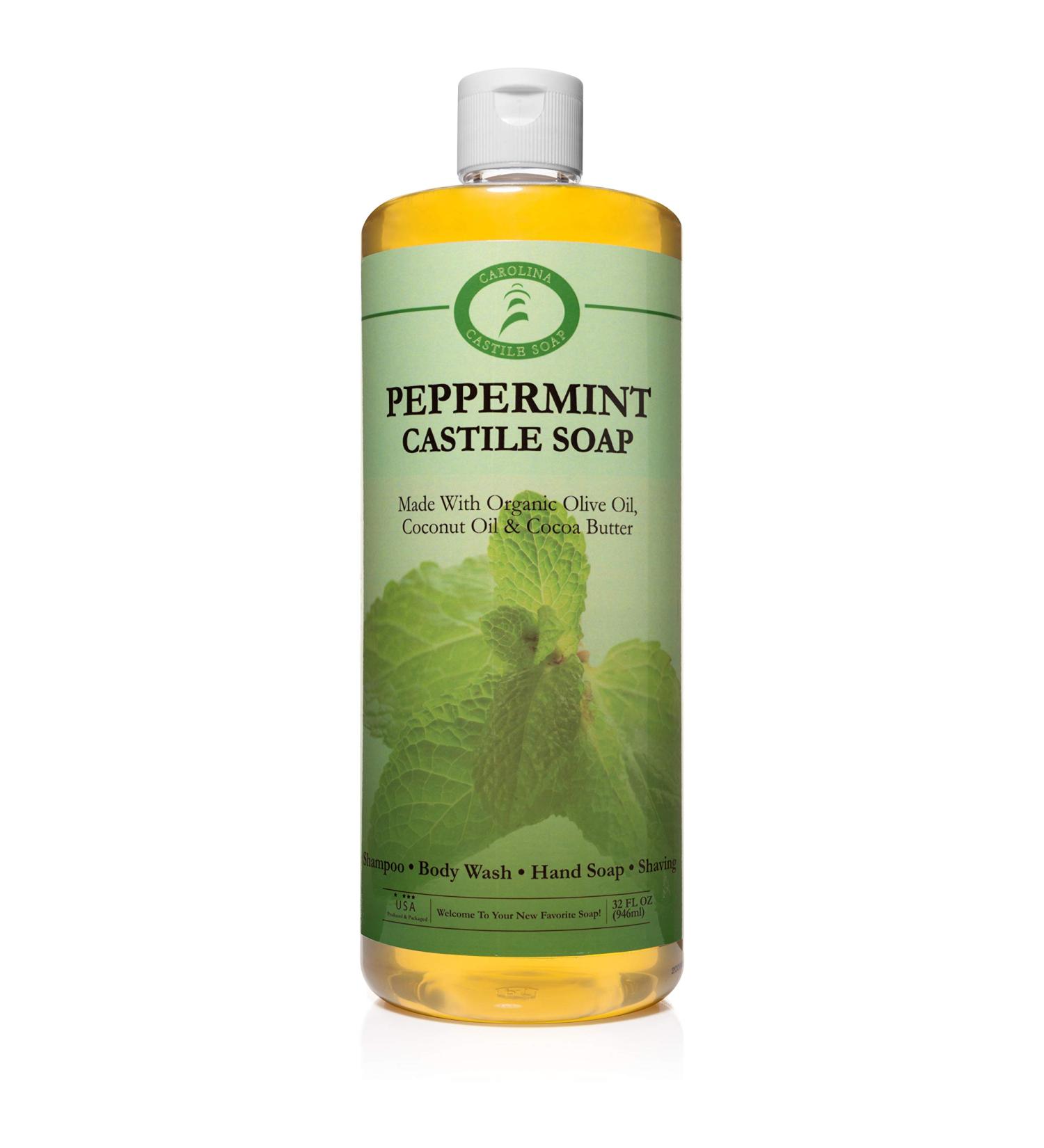 Carolina Peppermint Castile Soap 32oz - Organic Body Wash with Skin-Softening Olive Oil - Vegan and Pure Castile Soap Liquid - Buy Online on GoSupps.com