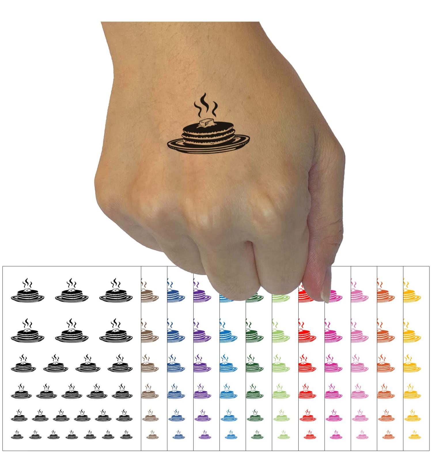 Hot Pink Pancakes Flapjacks Temporary Tattoo Set - Water Resistant Fake Body Art Collection - Buy Online on GoSupps.com