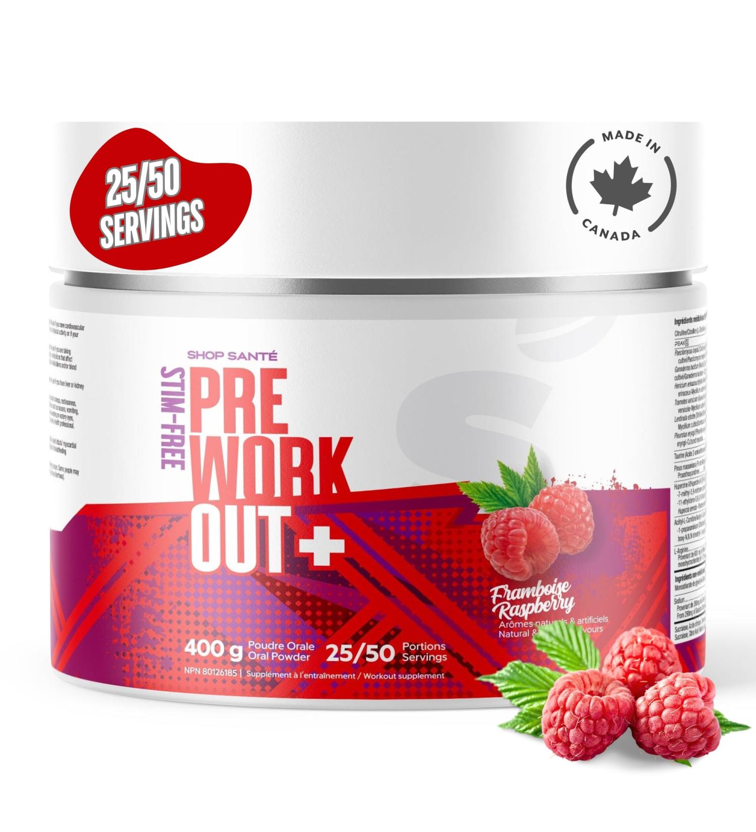 Shop Sante Pre Workout Plus Stim-Free Caffeine-Free EAA/BCAA with L-Arginine Acetyl-L-Carnitine & L- Citruline Amino Acid Supplement 50 Servings Raspberry - Buy Online on GoSupps.com