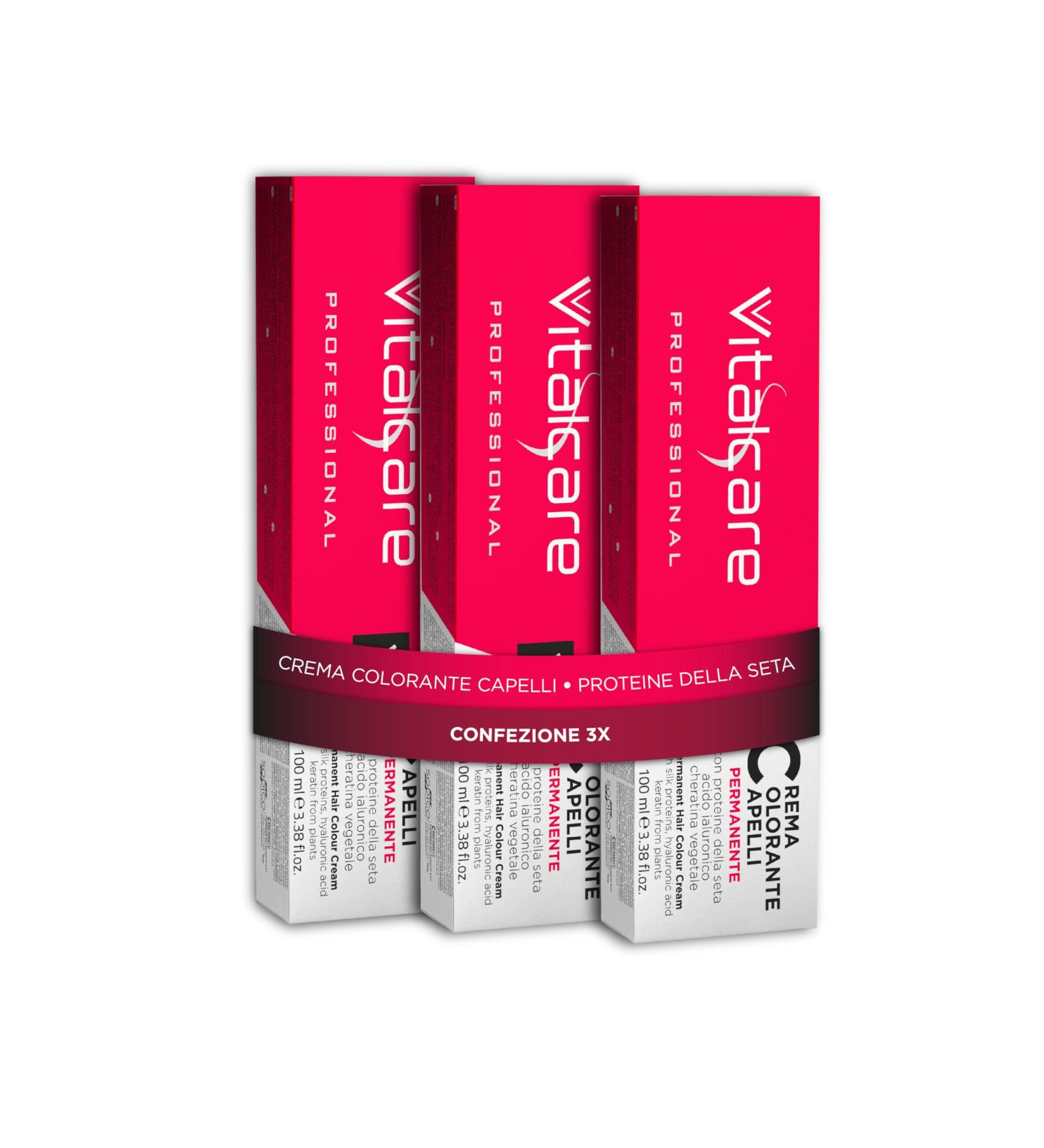 Vitalcare Vitalcare | Professional - Permanent Hair Coloring Cream Hair Dye with Silk Protein and Keratin No. 8/4 Light Copper Blonde 3 x 100 ml