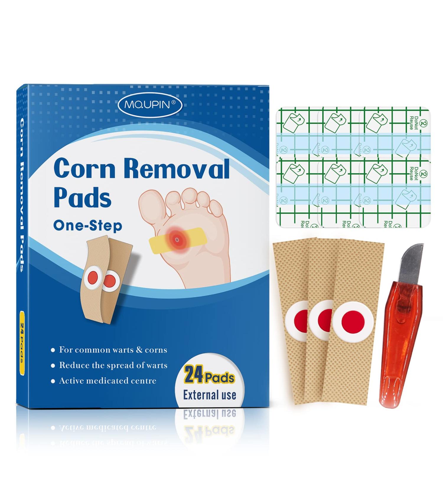 MQUPIN Corn Remover Pads Wart Remover Pads Foot Corn Remover Pads Plantar Wart Removal Corn Callus Remover Penetrates and Removes Common and Plantar Warts with Hole Callus Stops Wart Regrowth (24 PCS) - Buy Online on GoSupps.com
