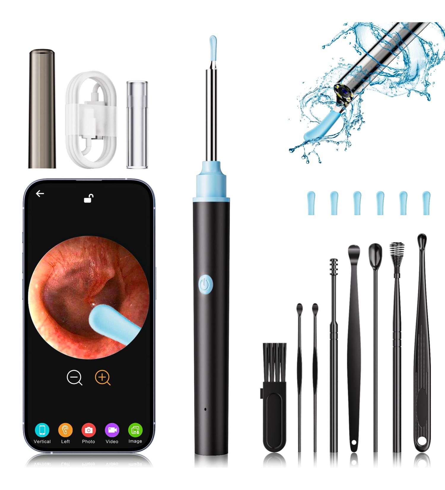 Premium Ear Wax Removal Tool with 1296P HD Camera | Ear Cleaner & Otoscope Kit for iPhone iPad Android - Complete 8-Piece Set - Buy Online on GoSupps.com