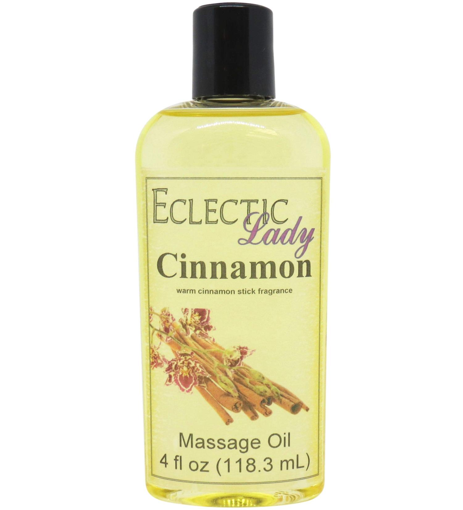 Cinnamon Massage Oil - 4 oz with Sweet Almond & Jojoba Oil | Preservative Free Aromatherapy & Relaxation - Buy Online on GoSupps.com