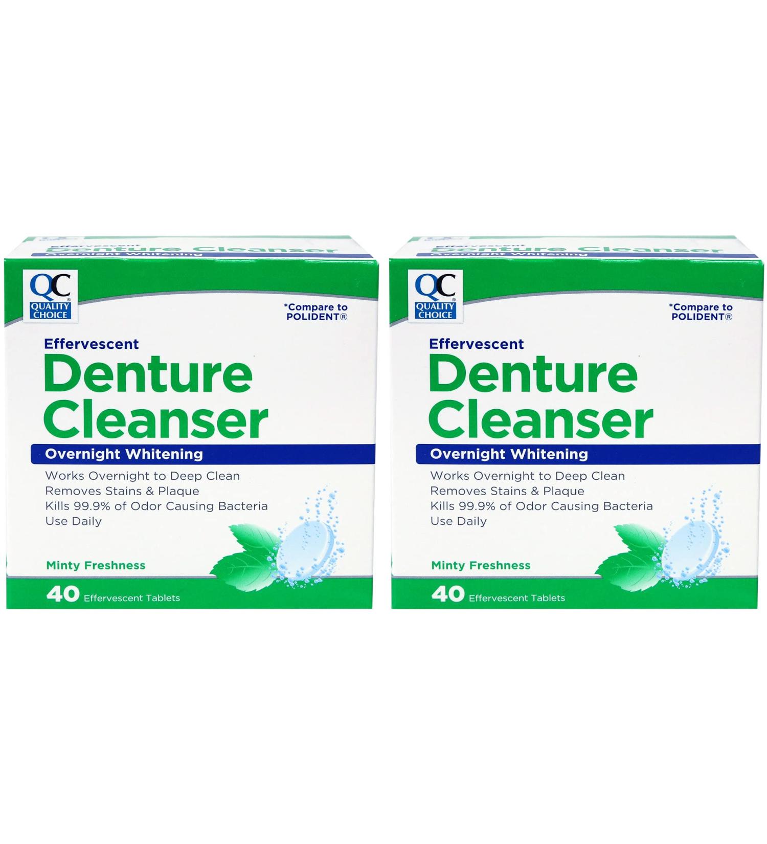Quality Choice Denture Cleanser | Overnight Whitening 40 Tablets (2 Pack) - International Shipping Available - Buy Online on GoSupps.com