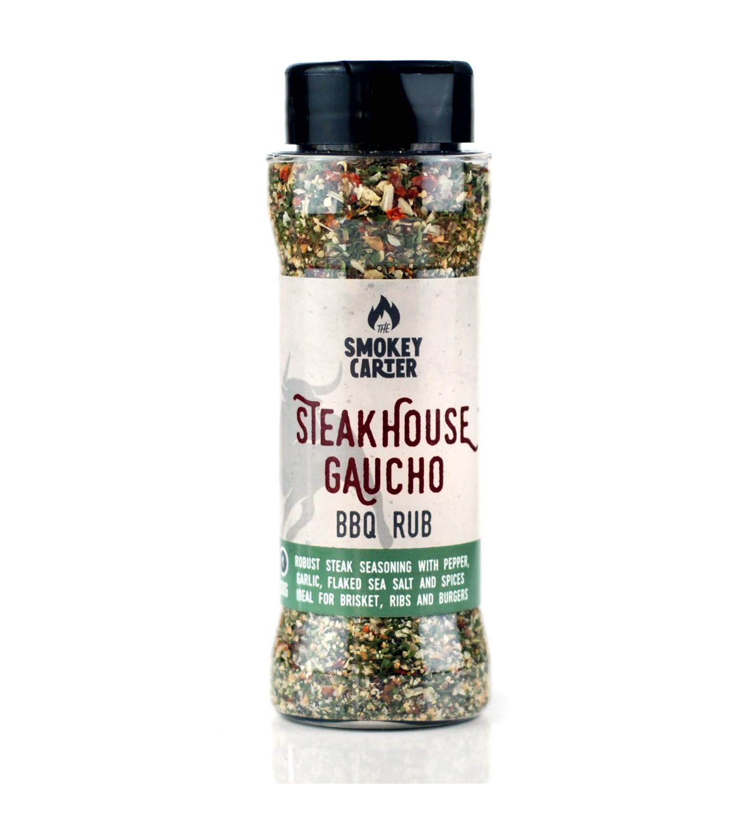 Steakhouse Gaucho BBQ Rub Shaker | The Smokey Carter | Robust steak seasoning | Great on burgers brisket ribs roast potatoes or as an all purpose sesoning - Buy Online on GoSupps.com