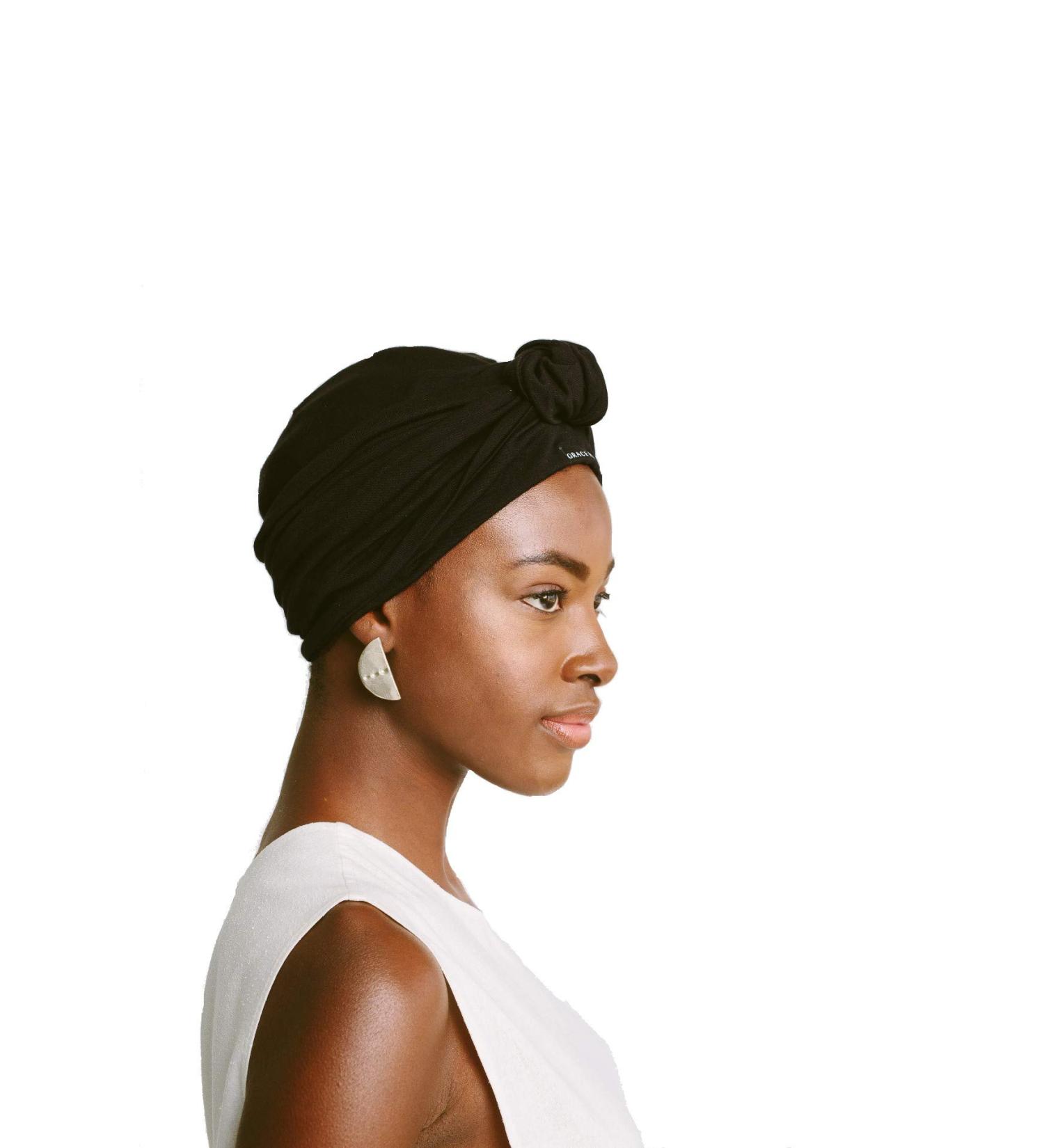 Grace Eleyae GE Women's Adjustable Satin-Lined Hair Care Knot Turban - Black - Buy Online on GoSupps.com