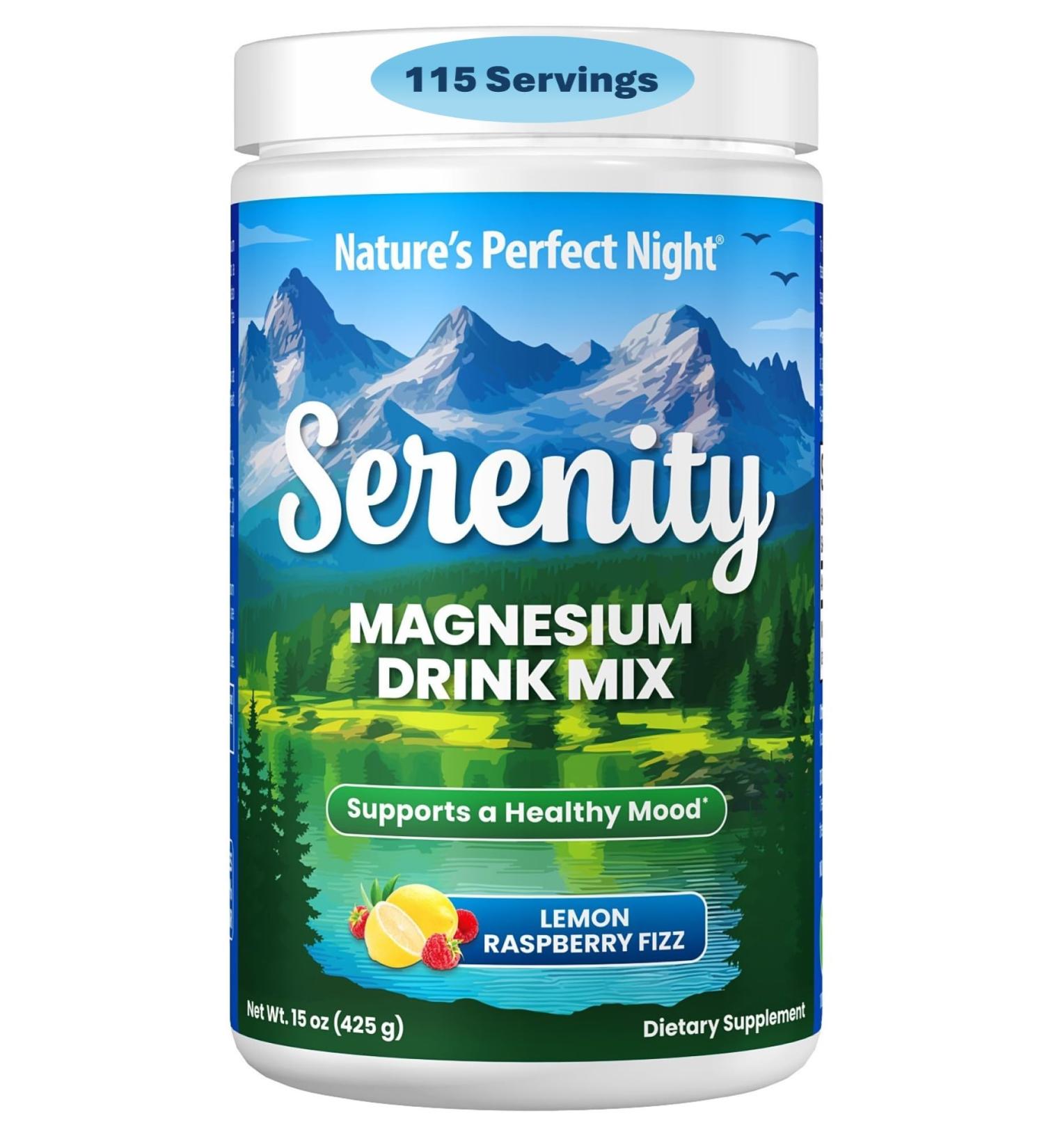 Nature s Perfect Night | Serenity Magnesium Drink Mix Powder | Anti-Stress | Gluten Free | Vegan | Non-GMO | Sugar-Free | Supports Relaxation Sleep Heart Bone and Nerve Health | 15 oz 15 Ounce (Pack of 1) - Buy Online on GoSupps.com