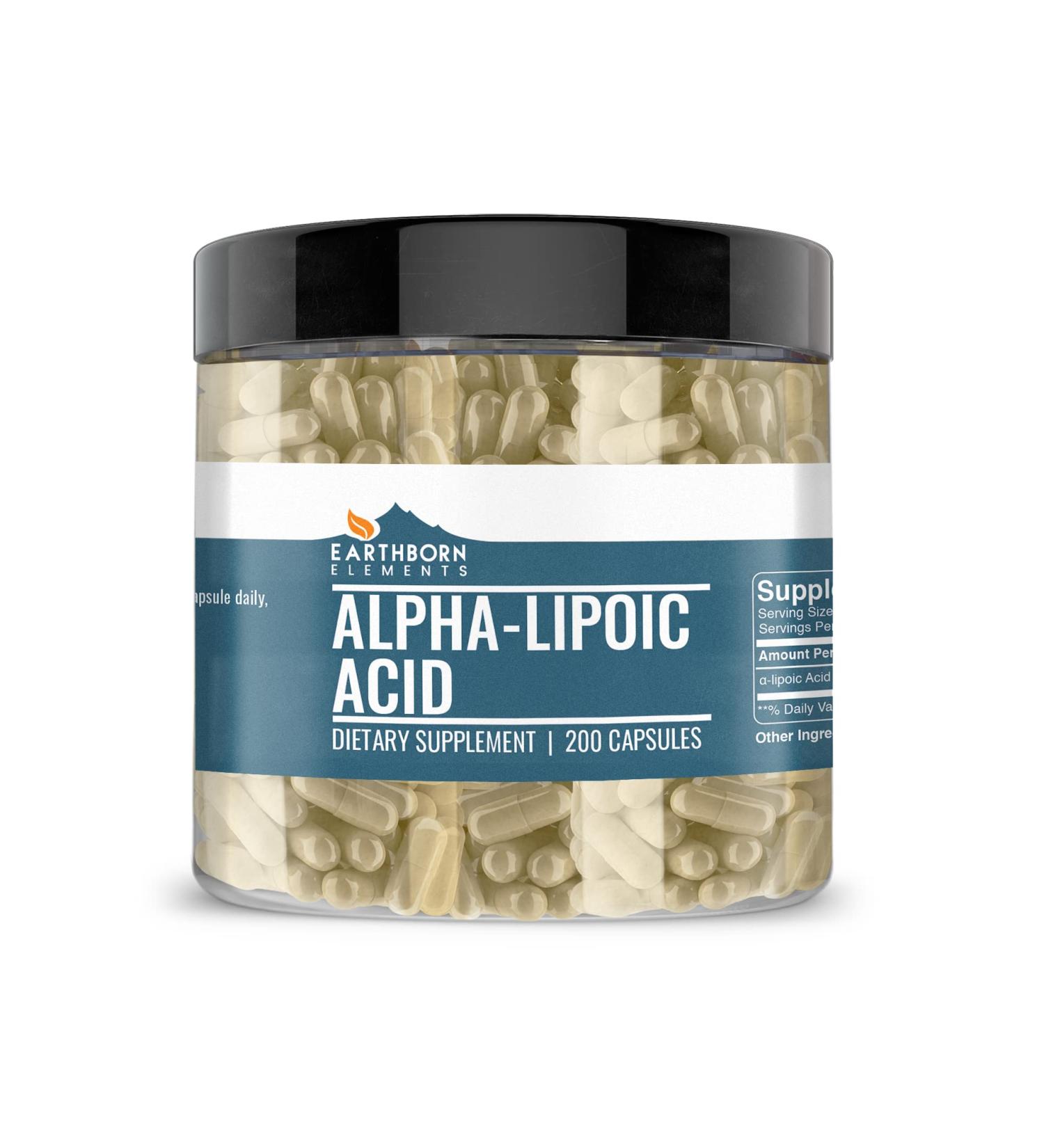 Earthborn Elements Alpha-Lipoic Acid 200 Capsules Pure & Undiluted No Additives 200 Count (Pack of 1) - Buy Online on GoSupps.com