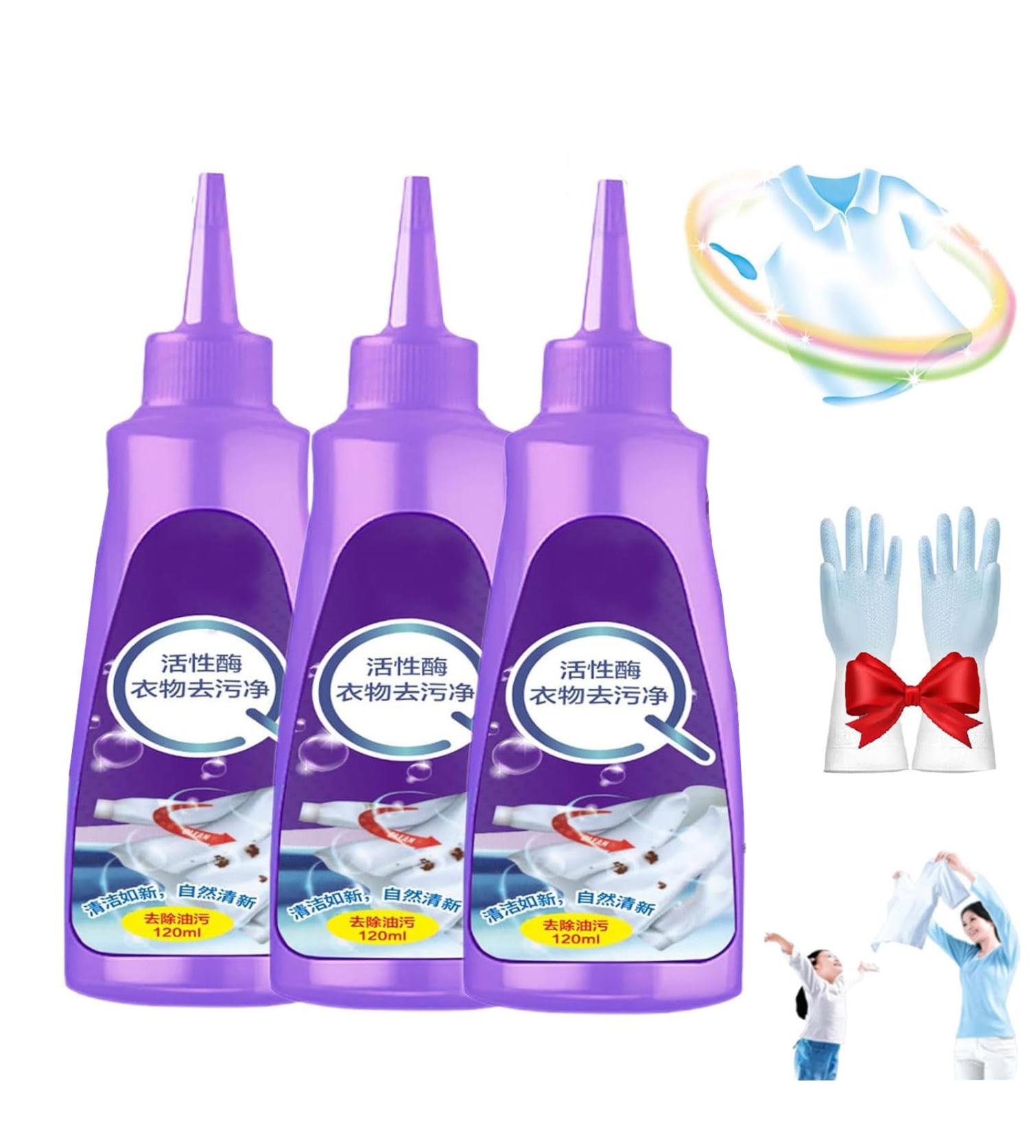 Active Enzyme Laundry Stain Remover Active Enzyme Laundry Stain Remover Purple Bottle Stubborn Stains Cleaner Clothes Oil Stain Remover For Fabric Stains (3) - Buy Online on GoSupps.com