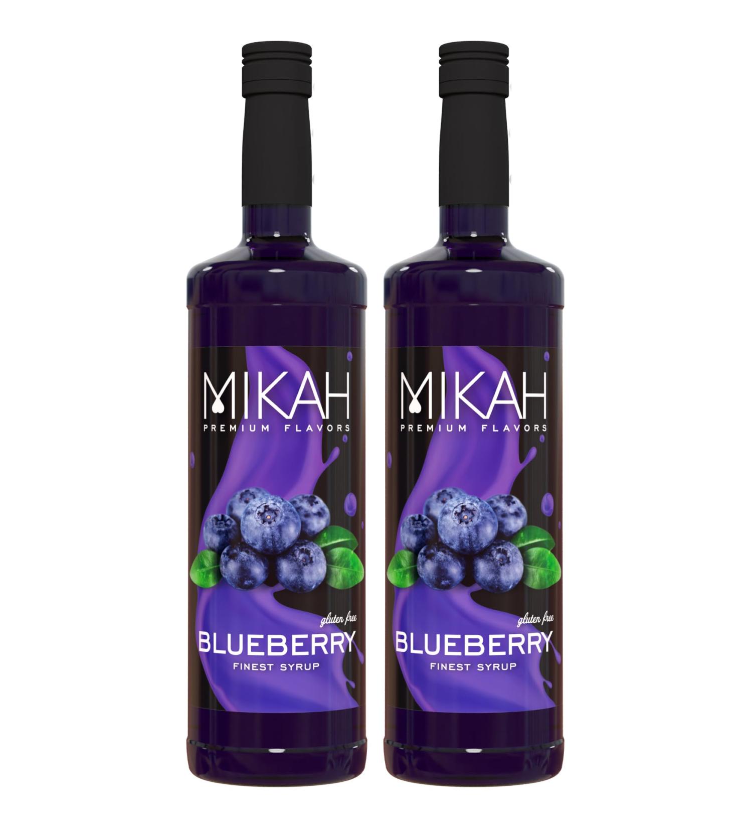 Mikah - Premium Flavors - Blueberry (Blueberry) x2 | Syrup for drinks and desserts | Professional use | 2 bottles of 1 liter (2x1000ml) - Buy Online on GoSupps.com