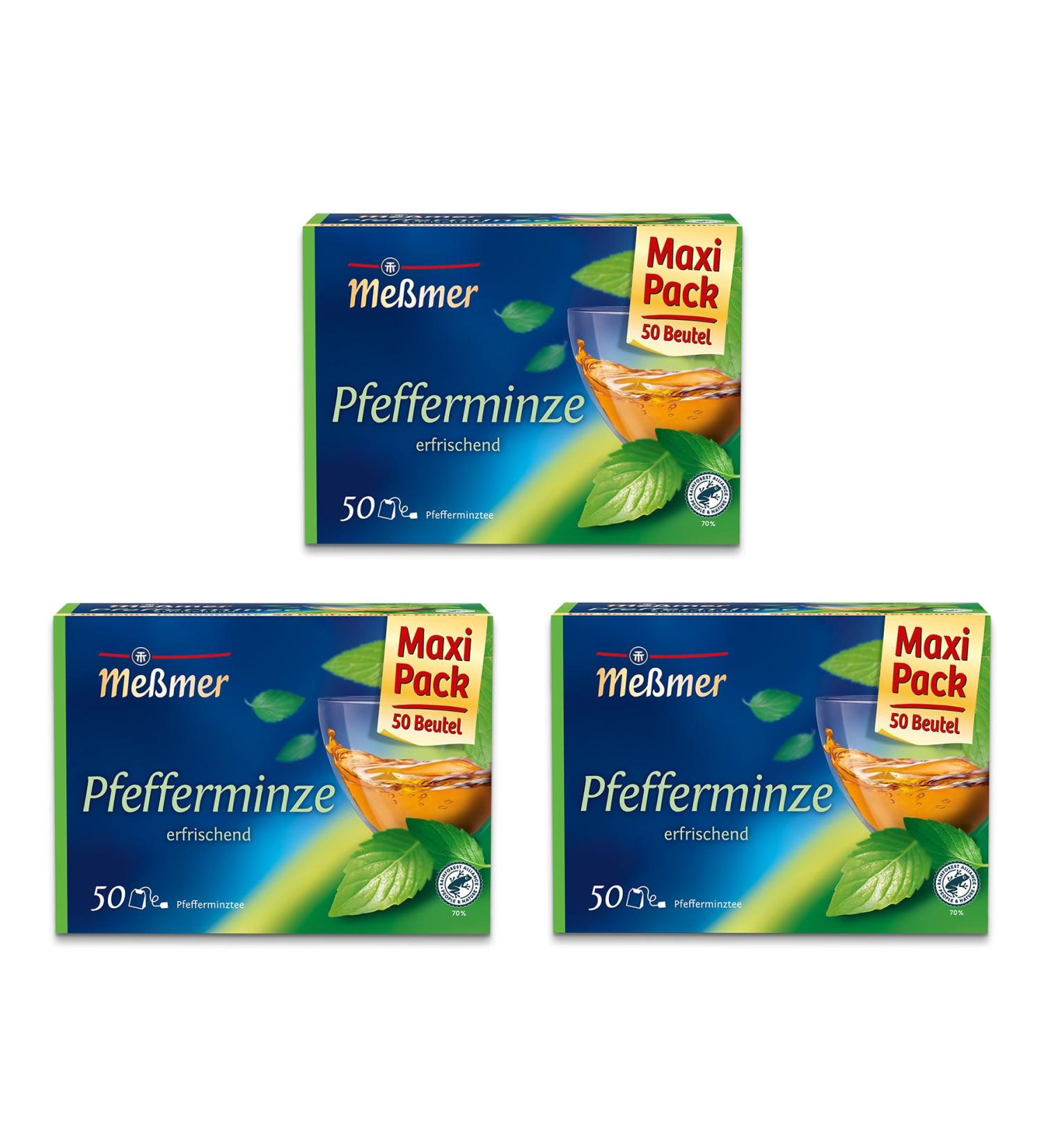  Meßmer Meßmer Peppermint | Value Pack 3 x 50 | 150 Tea Bags | Peppermint | Gluten-Free | Lactose-Free | Vegan - Buy Online on GoSupps.com