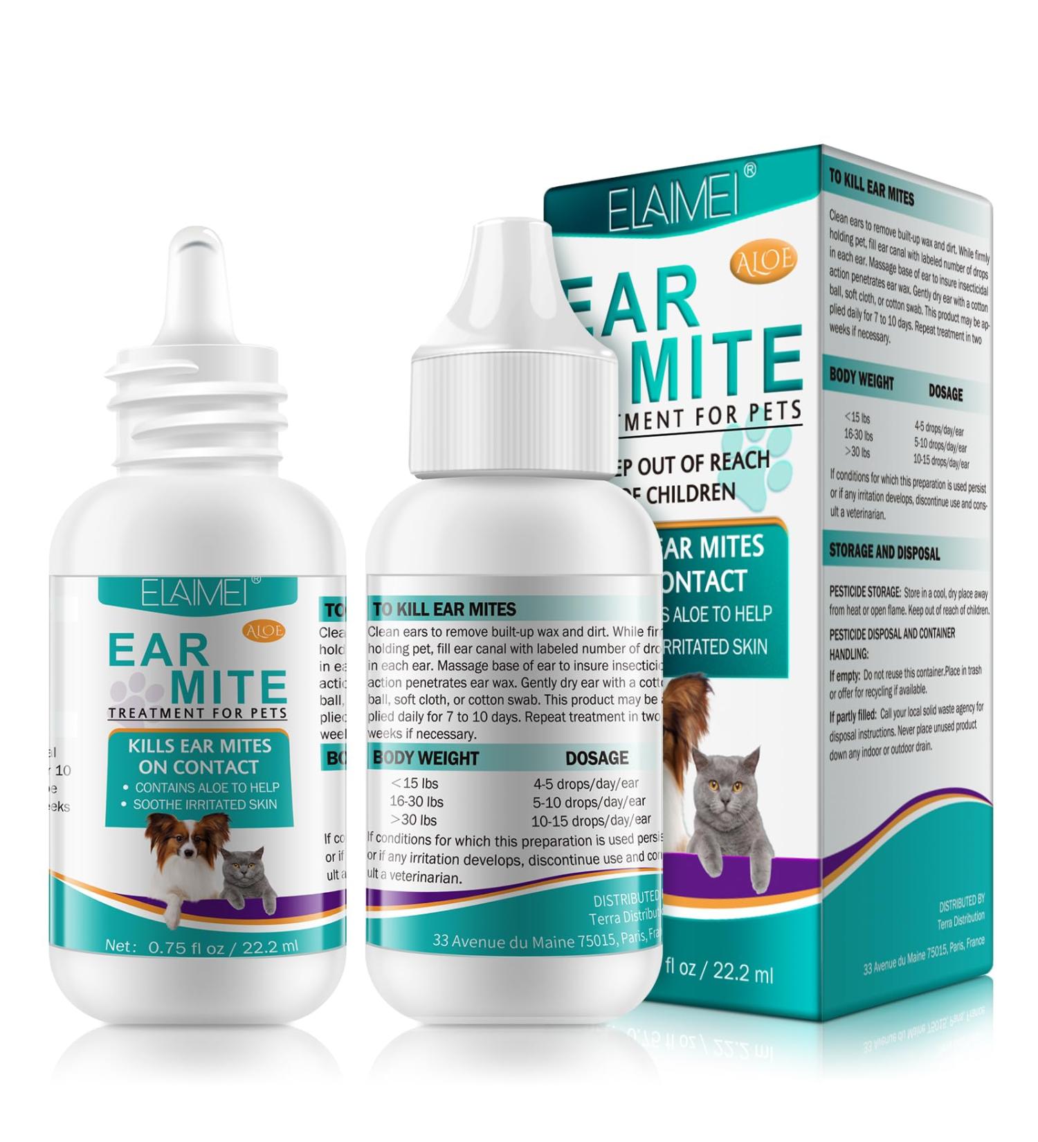 JSBNQRMZ Dog Ear Care Ear Mite Treatment for Dogs Relieves Yeast Infections Alleviates Ear Mite Earwax and Dirt Pain for Puppies(22ml) - Buy Online on GoSupps.com