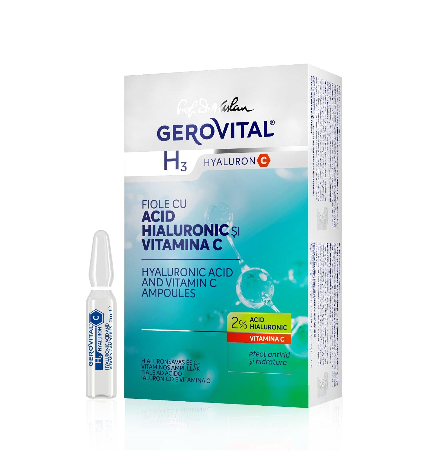 GEROVITAL HYALURON C Hyaluronic Acid Serum for Face with Vitamin C Intensive Anti-Wrinkle Face Treatment Hydrating Face Moisturizer for Normal Mixed Dry Skin 10 vials x 2 ml - Buy Online on GoSupps.com