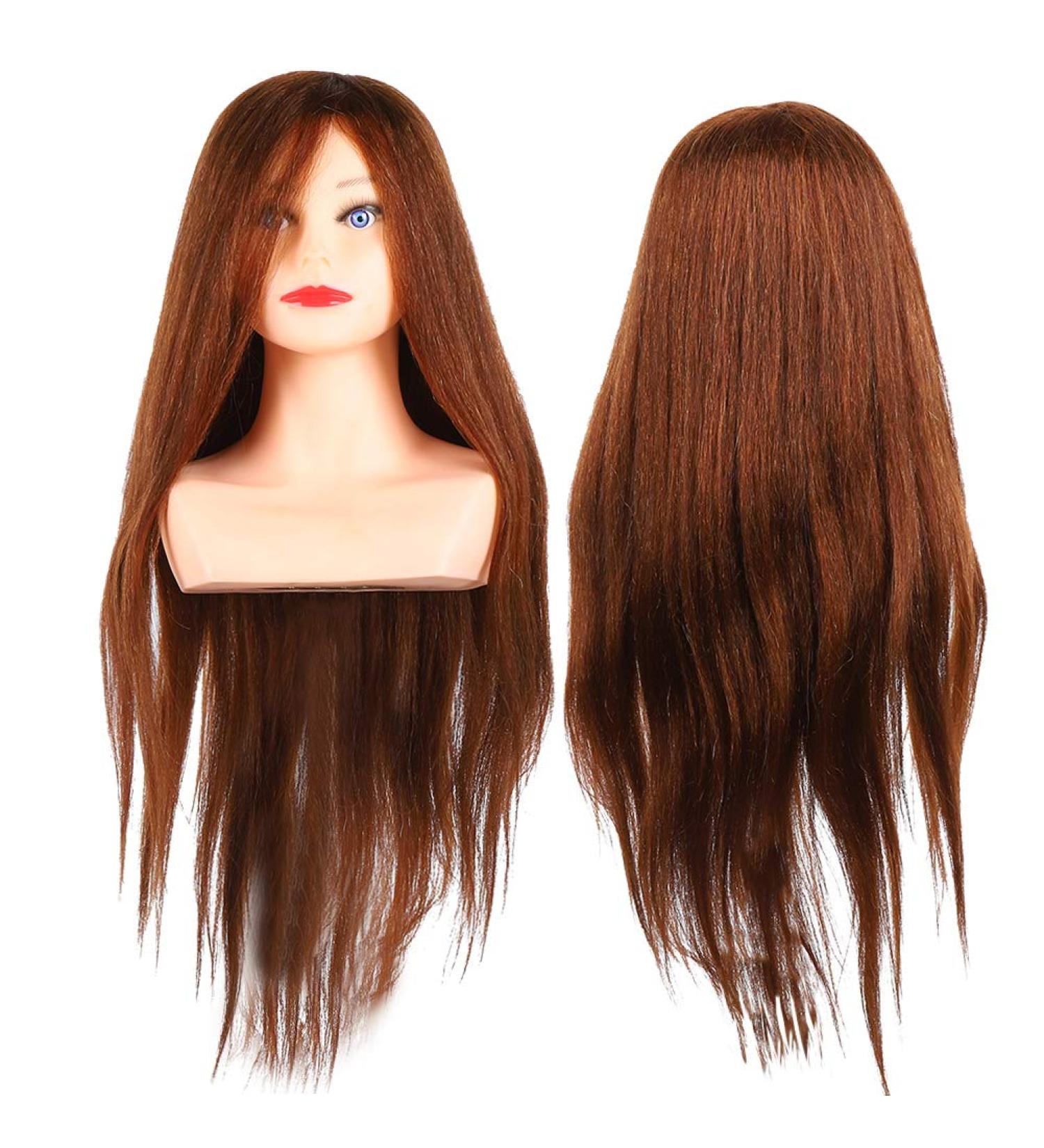 Frisierkopf Training Head - Dark Brown Natural Hair Doll for Professional Hairdressers & Styling - Buy Online on GoSupps.com
