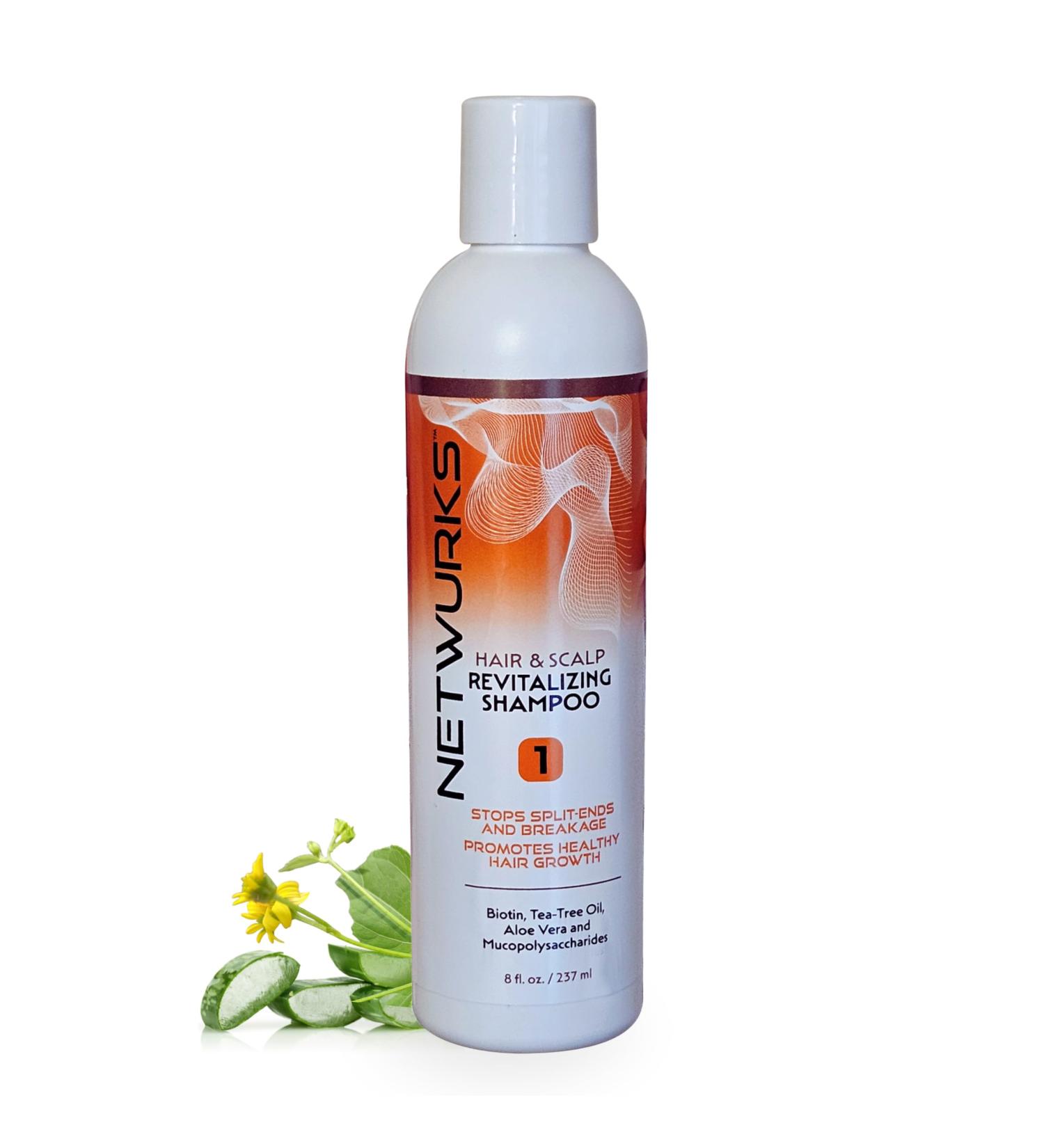 Hair & Scalp Revitalizing Shampoo with Biotin & Aloe Vera | Repairs Split Ends & Promotes Hair Growth | 8oz - Netwurks - Buy Online on GoSupps.com