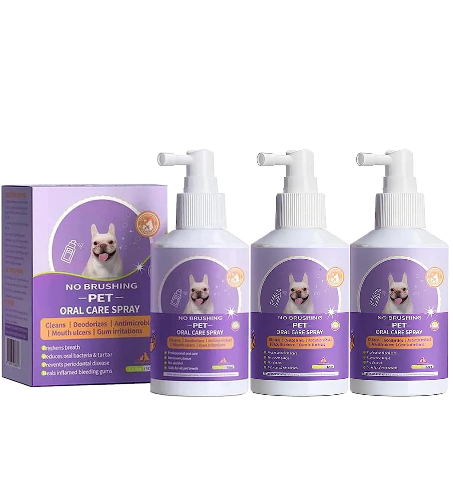 Pet Oral Spray Clean Teeth Pet Teeth Cleaning Spray Pet Mouth Spray Pet Breath Freshener Spray Care Cleaner Dental Care Bad Breath Treatment for Dogs & Cats Mouthwash Best for Most Cats and Dogs (3PCS) - Buy Online on GoSupps.com