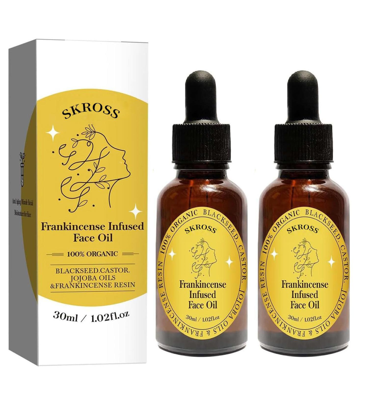 2pcs Frankincense Resin Oil Frankincense Infused Face Oil Infused With Organic Black Seed Castor And Jojoba Oil Facial Moisturizing Anti-Aging Serum - Buy Online on GoSupps.com