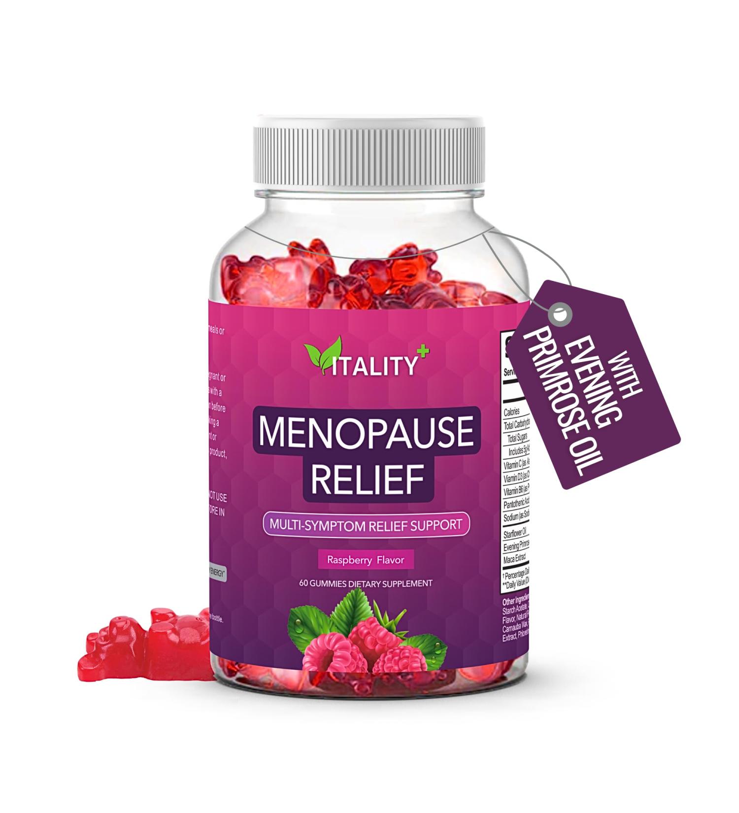 Menopause Relief with Evening Primrose Oil Gummies Supplement Pack of 60 - Supports Hormone Balance & Hot Flash Relief with Starflower Oil & Vitamin C D3 B6 - Bone Health & Immune Support - Buy Online on GoSupps.com
