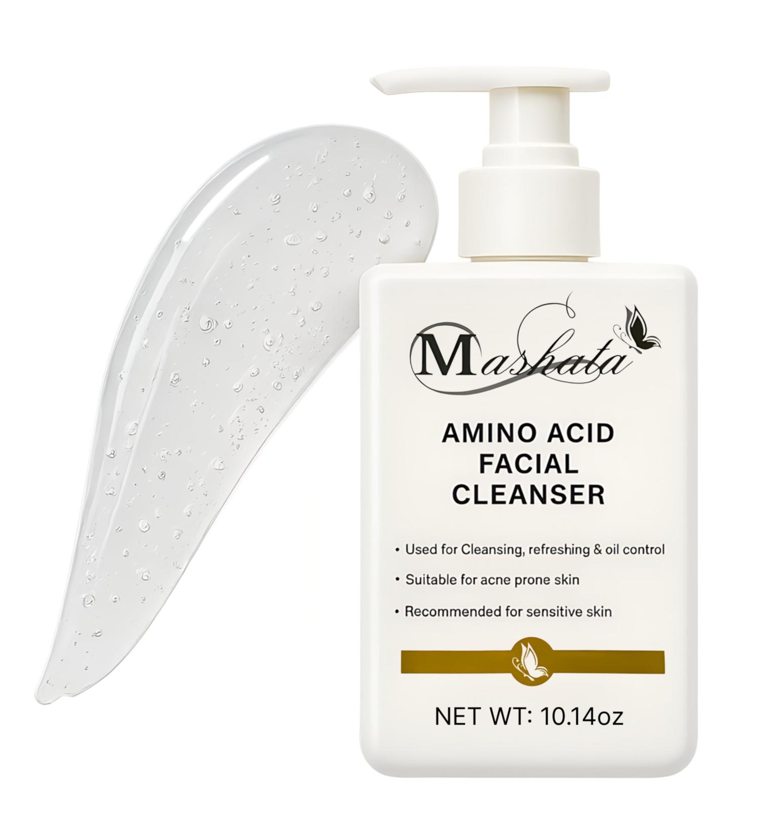 Mashata Amino Acid Facial Cleanser - 10.14oz Gentle Foaming Face Wash for Oily Sensitive and Acne-Prone Skin - Hydrating Vegan Skincare with Natural Ingredients - Buy Online on GoSupps.com