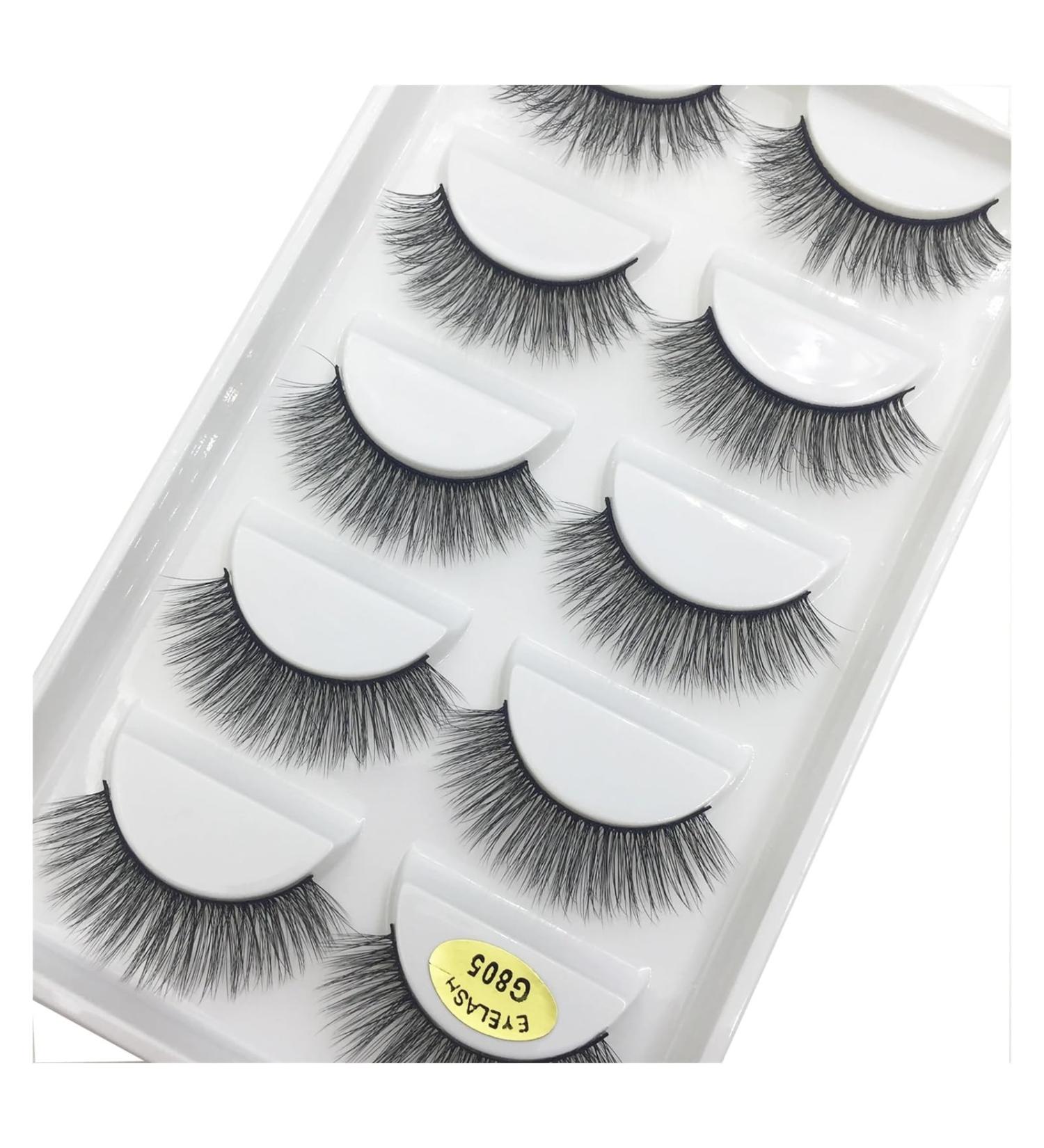 UAMOU 10/50 Boxes 5 Pairs 3D Mink False Eyelashes Soft Lashes Makeup Eyelash Faux Cils Cilios Maquiagem Cheerfully (Color : 5Pairs G805 Size : 10 Boxes 50 Pairs) - Buy Online on GoSupps.com