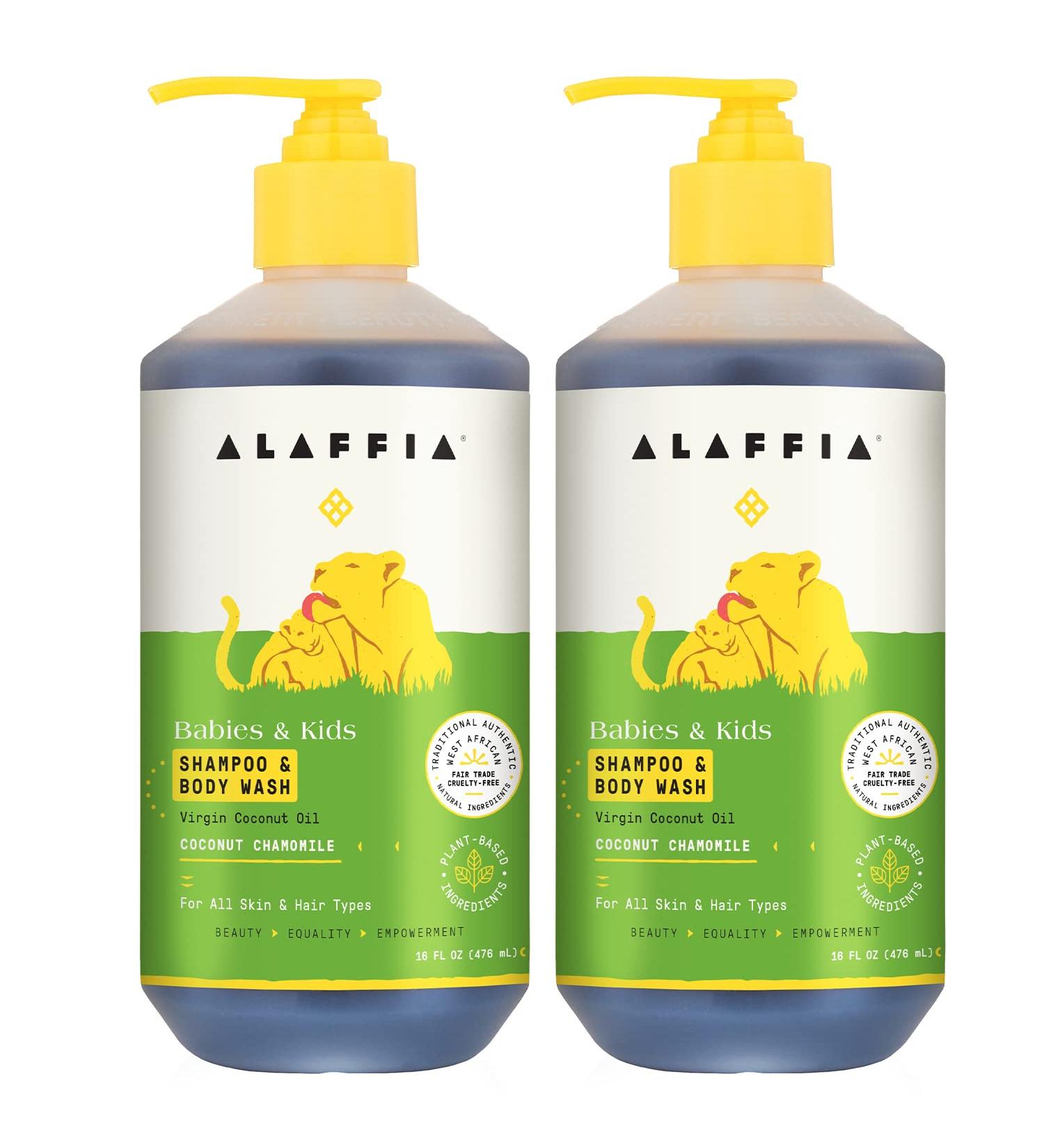 Alaffia Babies and Kids Coconut Chamomile Shampoo and Body Wash - Gentle and Calming Support for Soft Hair and Skin - 2 Pack, 16 Fl Oz Ea - Buy Online on GoSupps.com